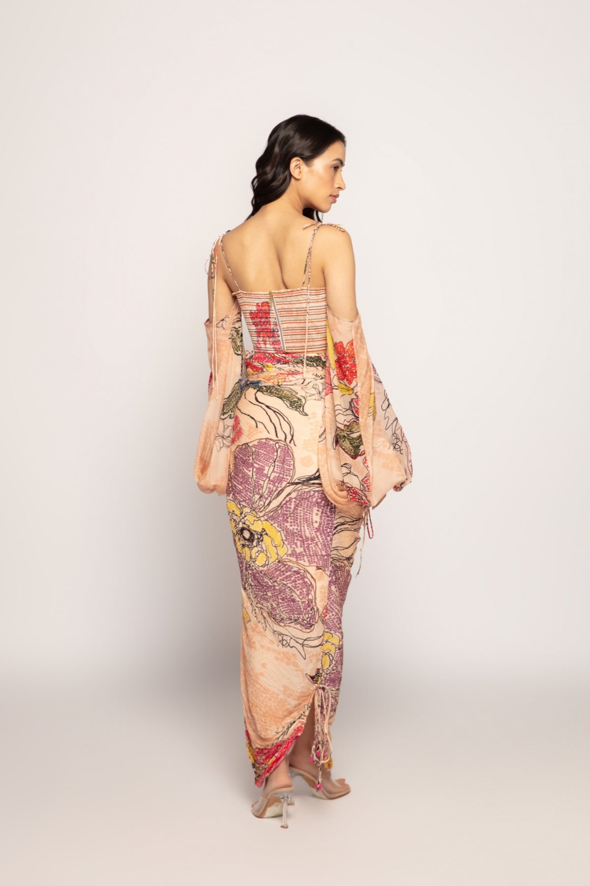 Periwinkle Print Bustier With Skirt