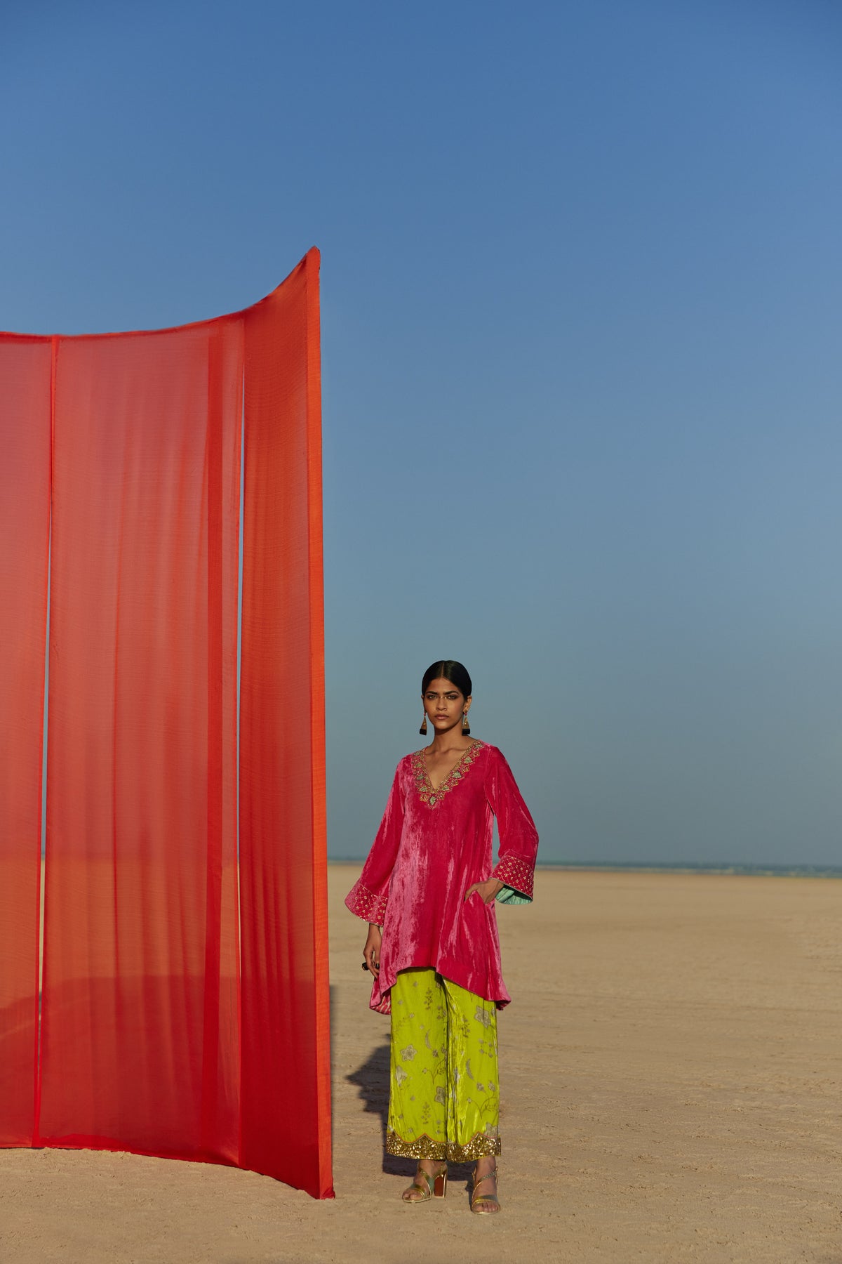 Fuchsia A-line kurta set