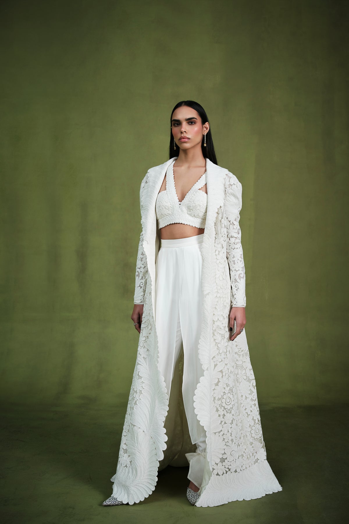 The queen of spades embellished ivory jacket set