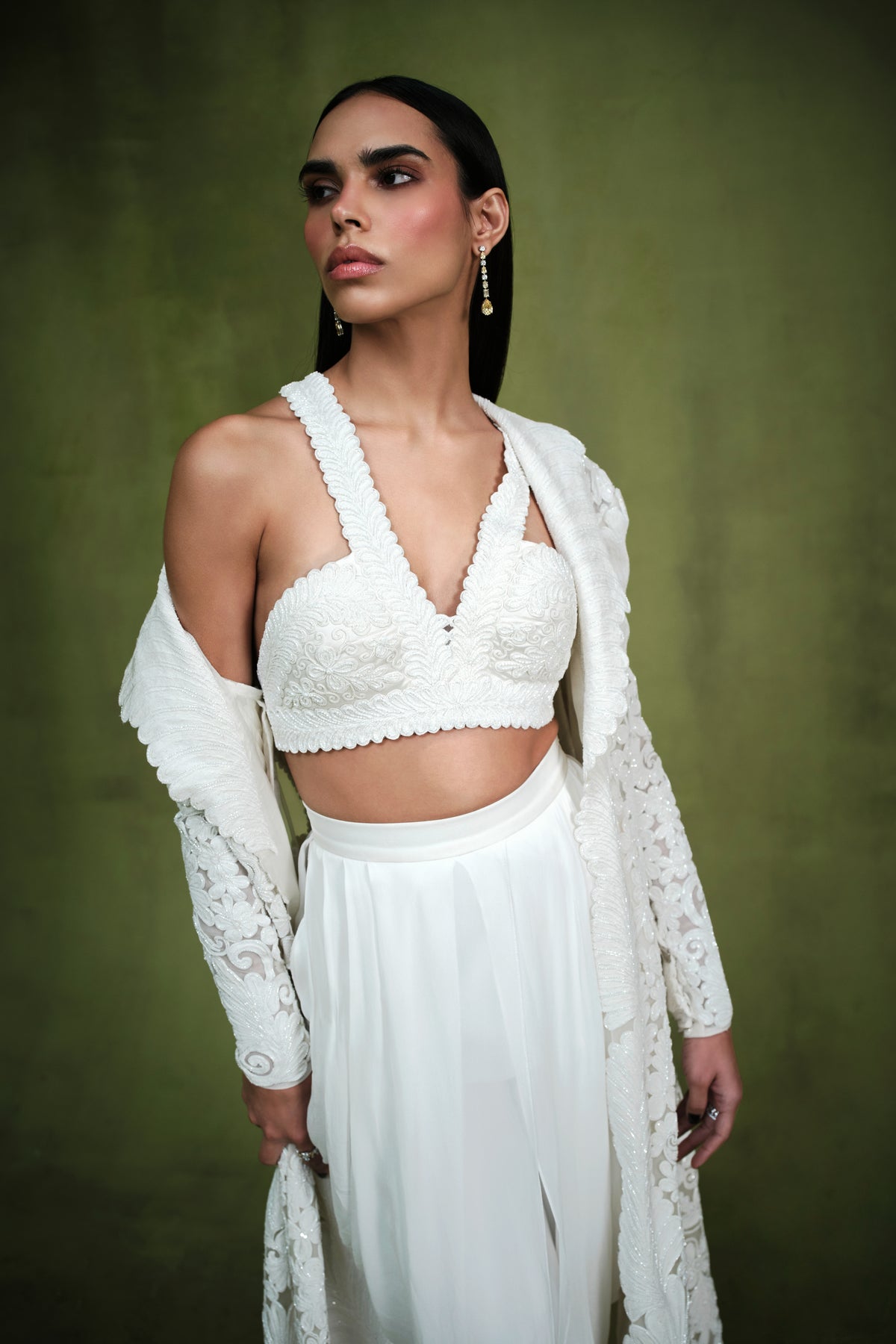 The queen of spades embellished ivory jacket set