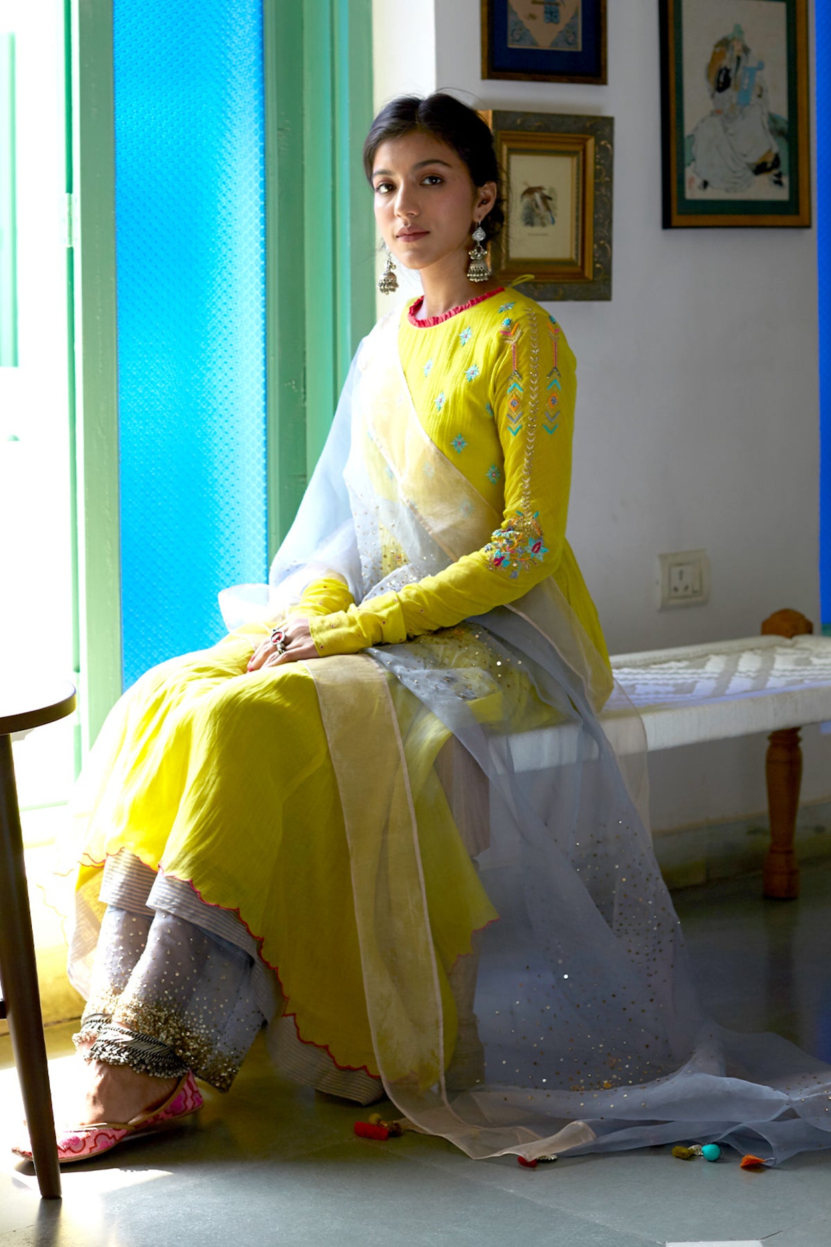 Firdaus Yellow Anarkali Set