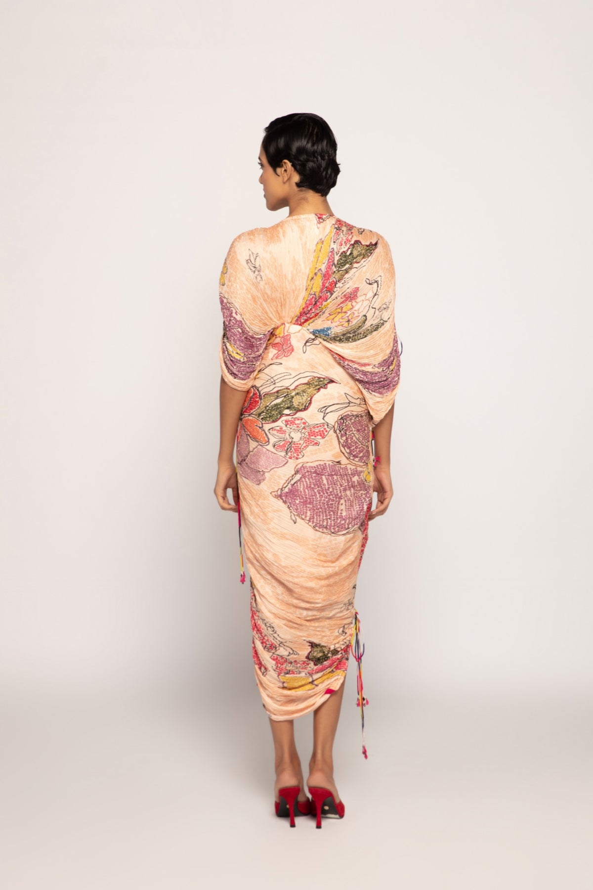 Periwinkle Bandhani Print Sari Style Dress