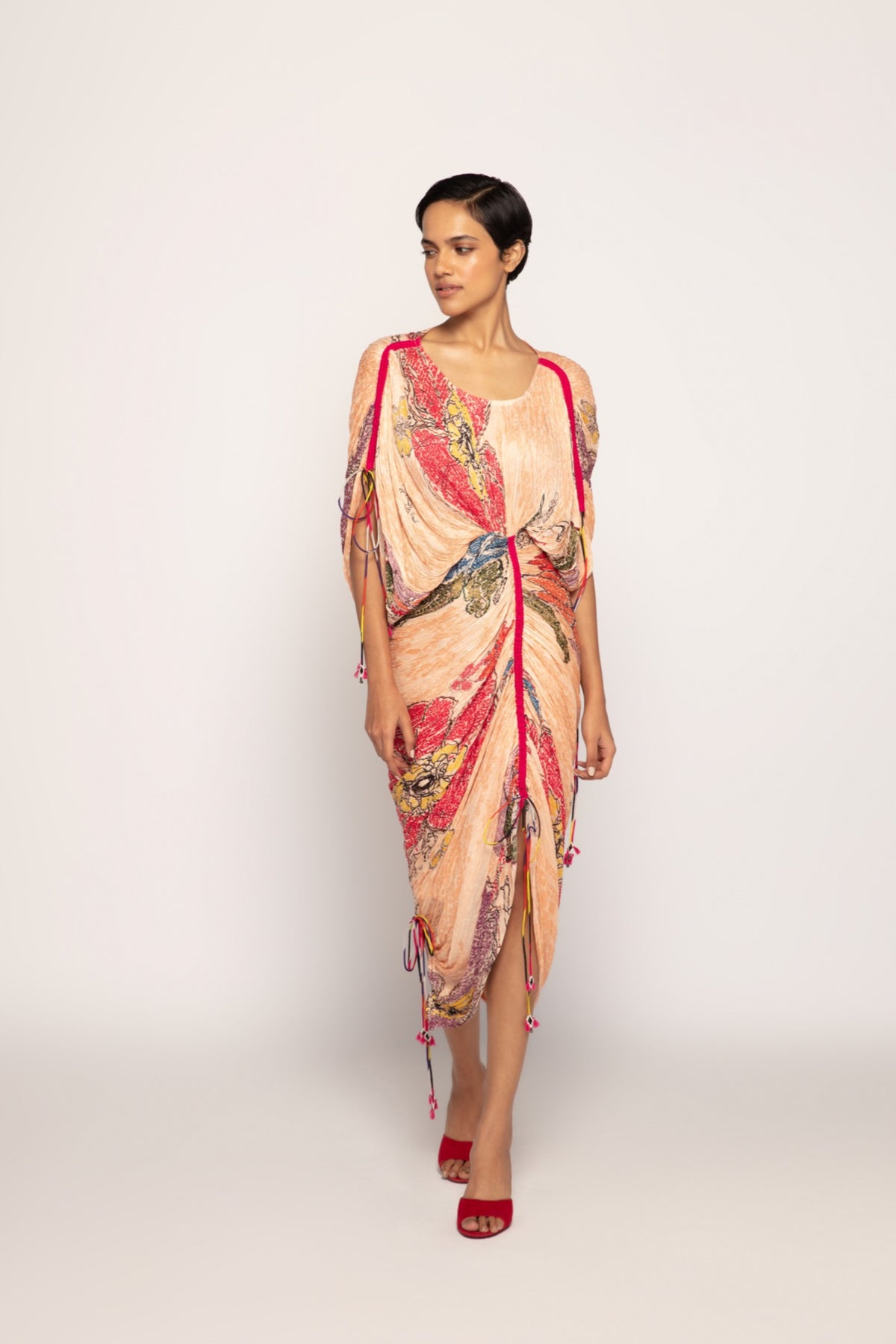 Periwinkle Bandhani Print Sari Style Dress