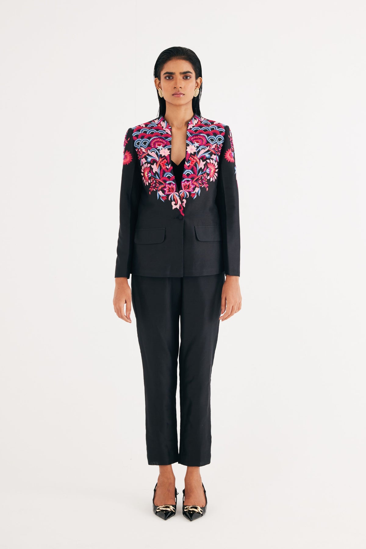 Black Floral Embroidered Jacket