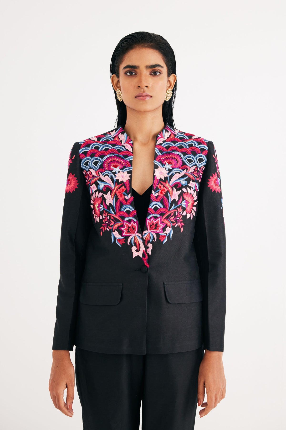 Black Floral Embroidered Jacket