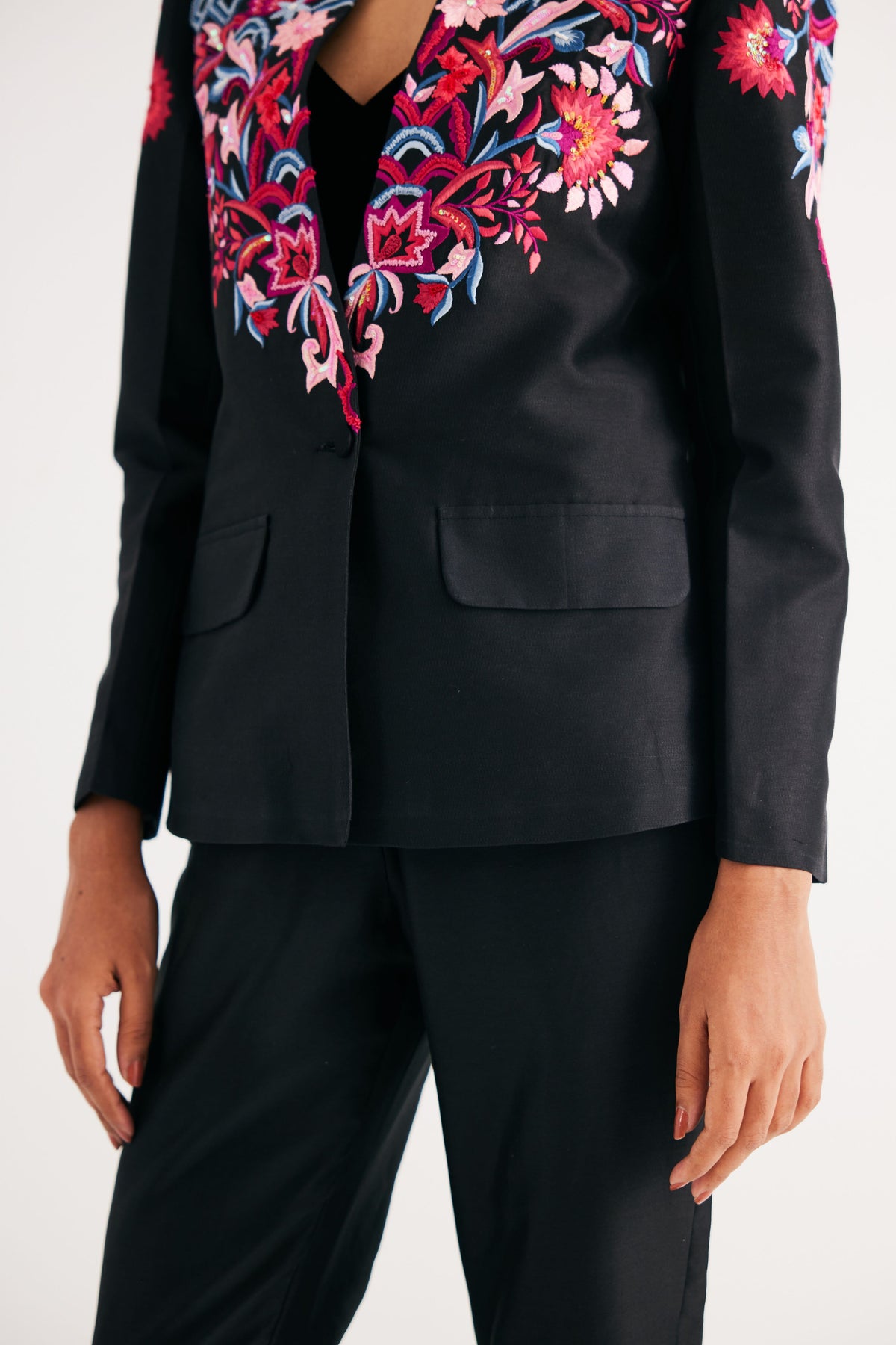 Black Floral Embroidered Jacket