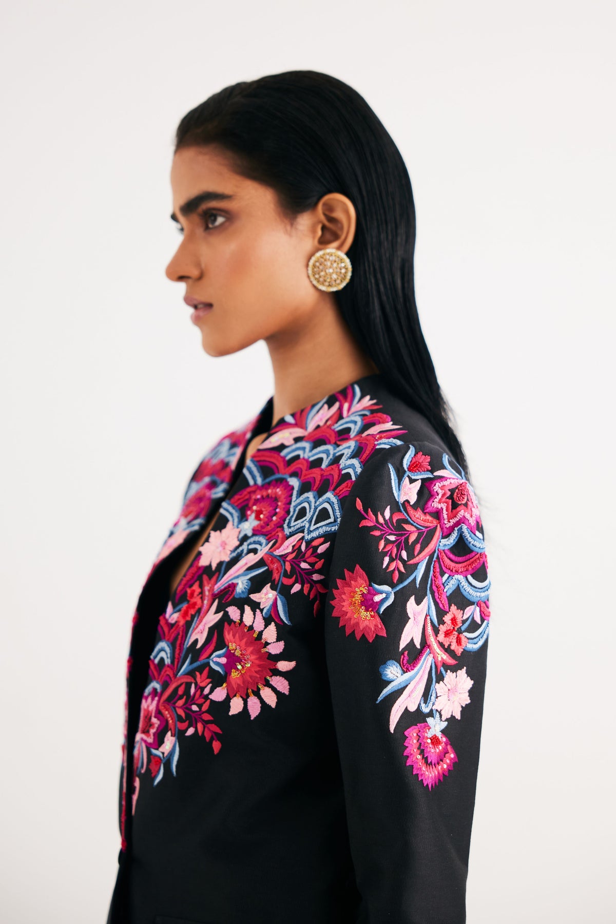 Black Floral Embroidered Jacket