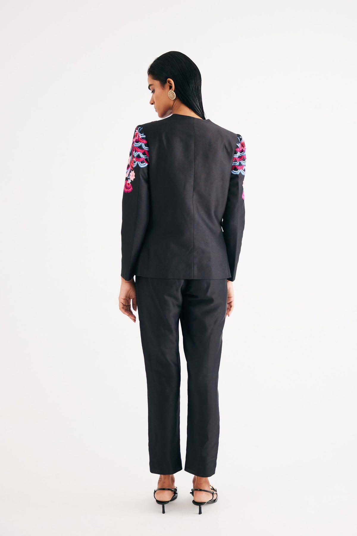 Black Chanderi Narrow Pant