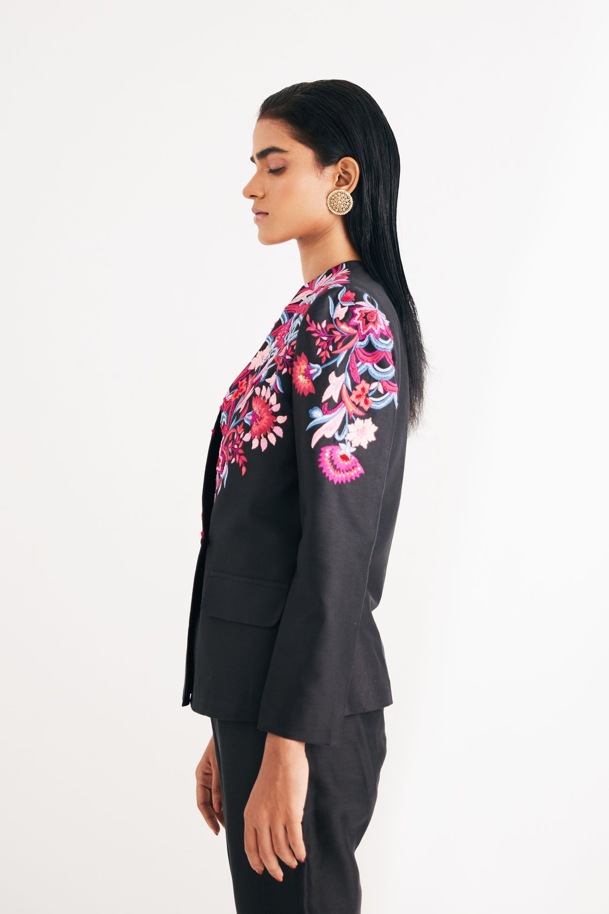 Black Floral Embroidered Jacket