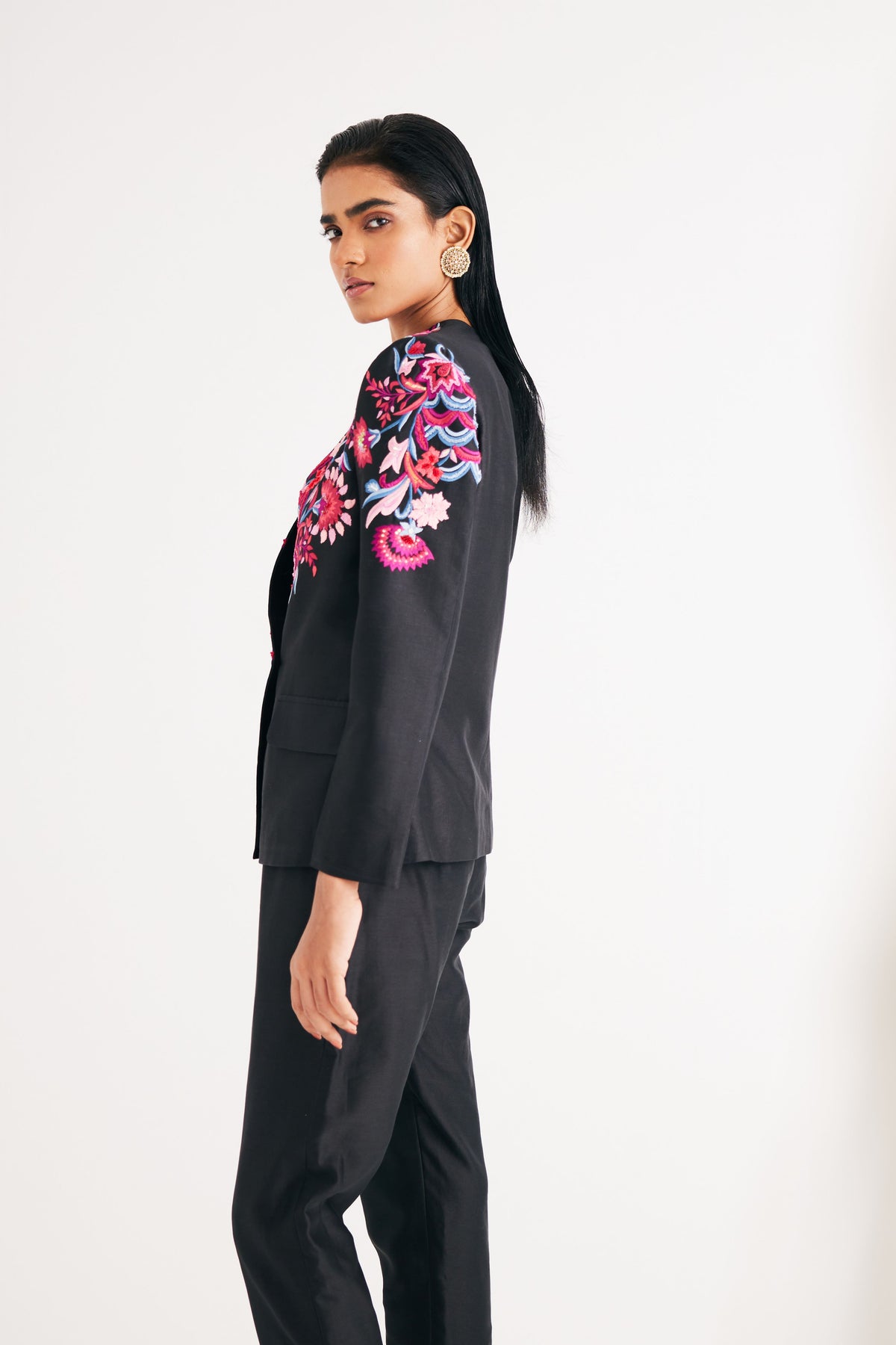 Black Floral Embroidered Jacket