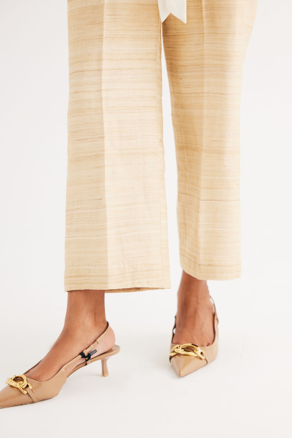 Natural Tussar Silk Straight Pants