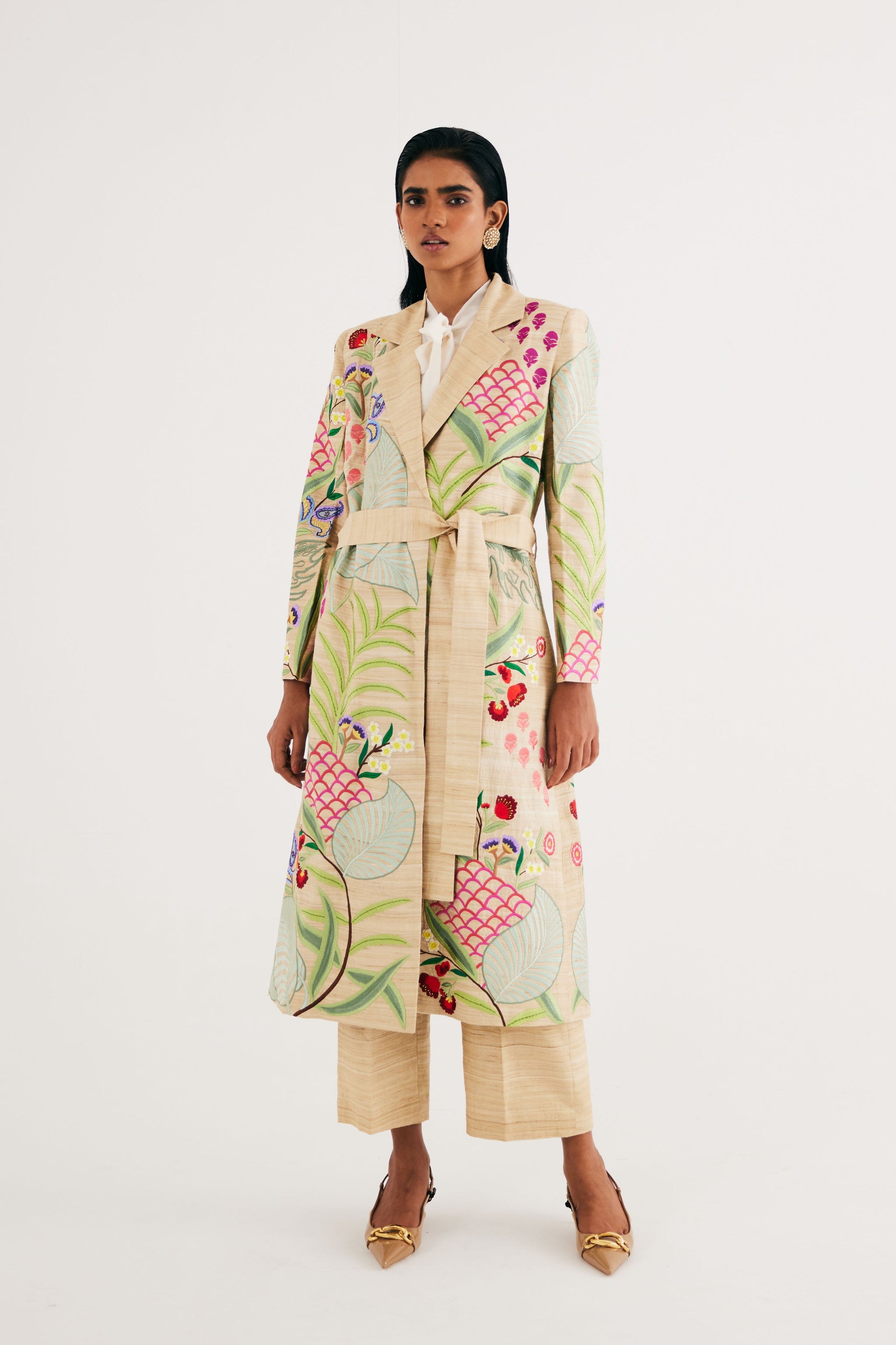 Long silk coat clearance