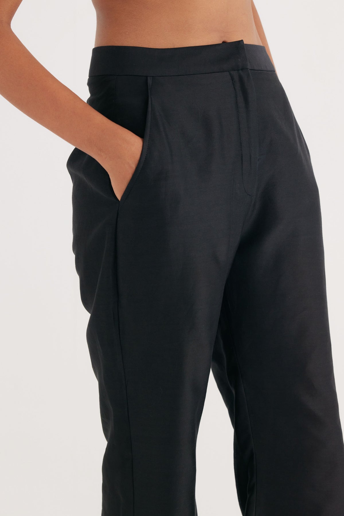 Black Chanderi Silk Flared Pant