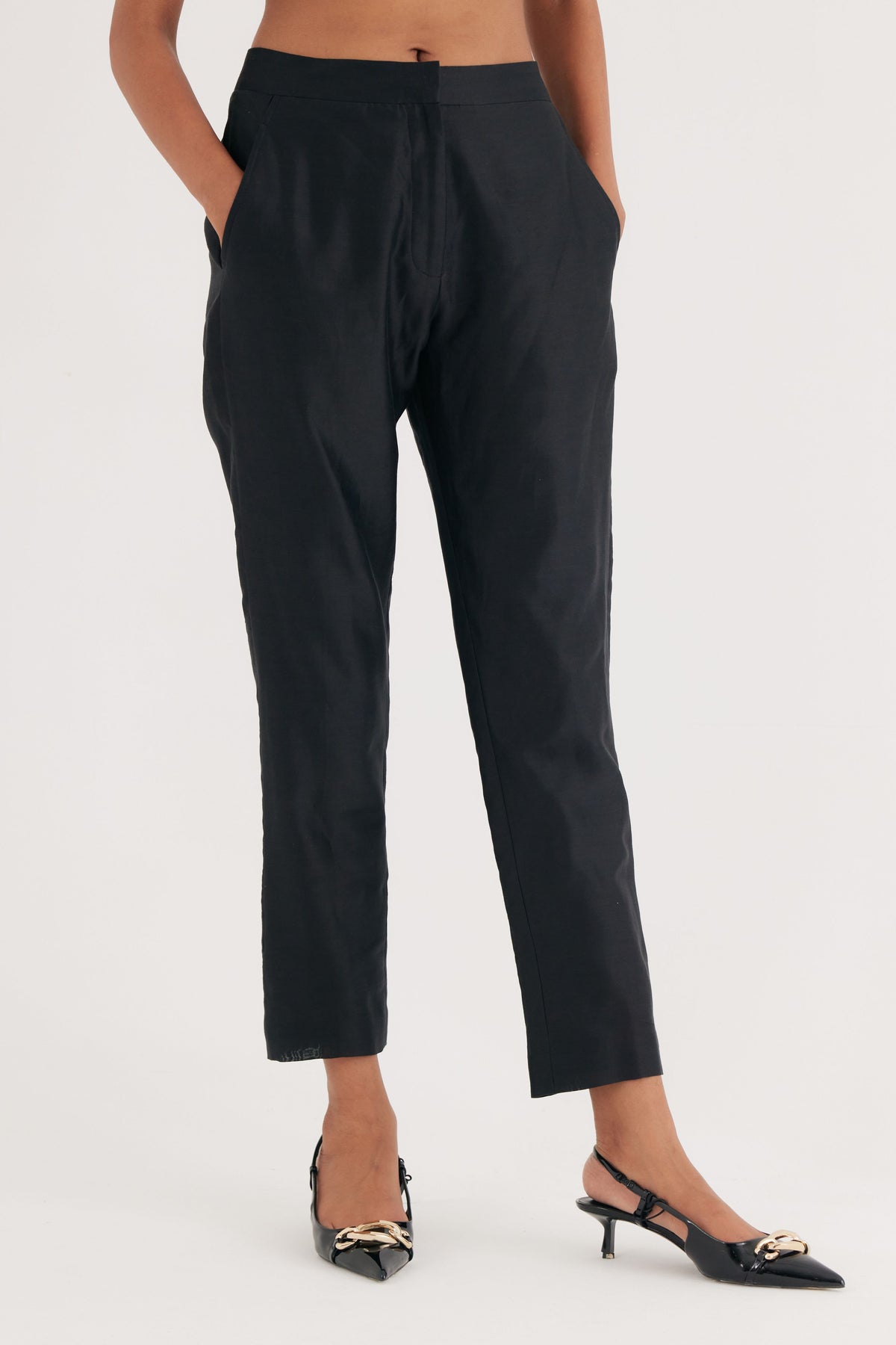 Black Chanderi Narrow Pant