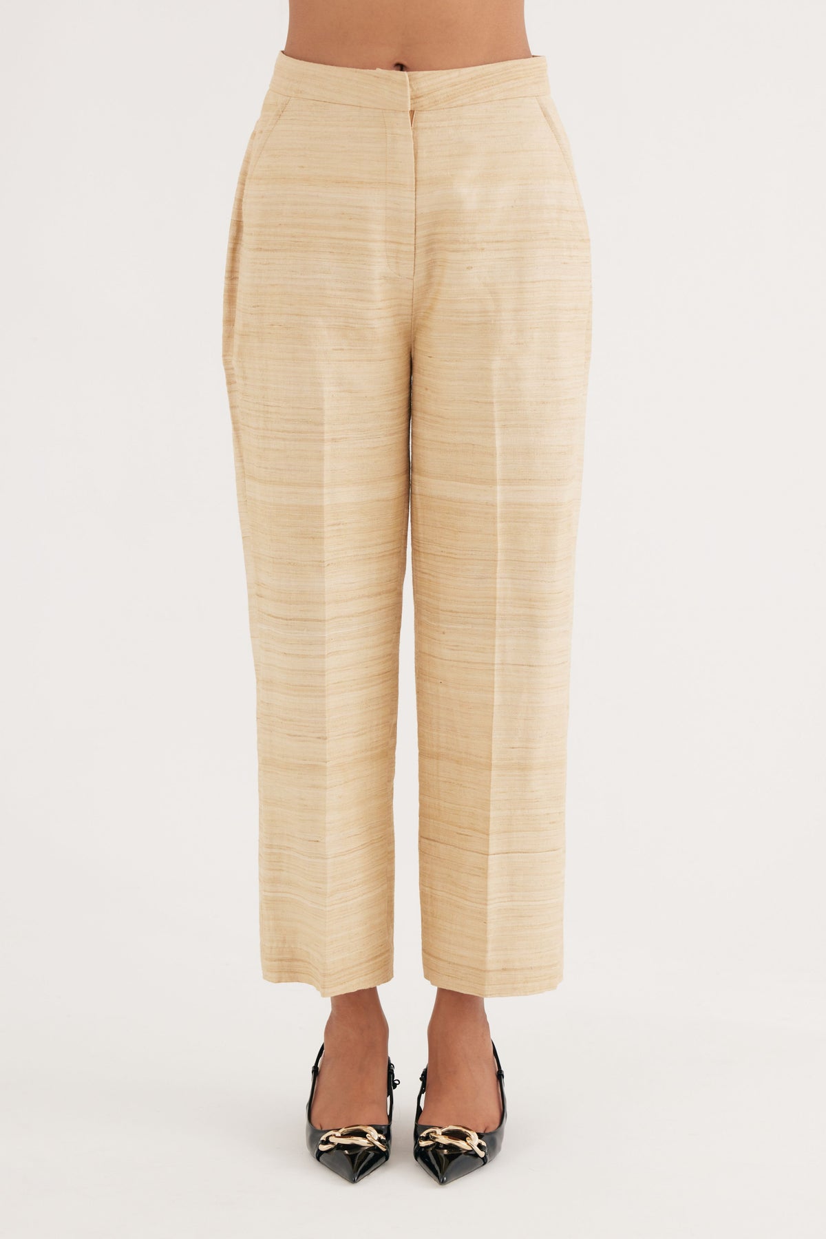 Natural Tussar Silk Straight Pants