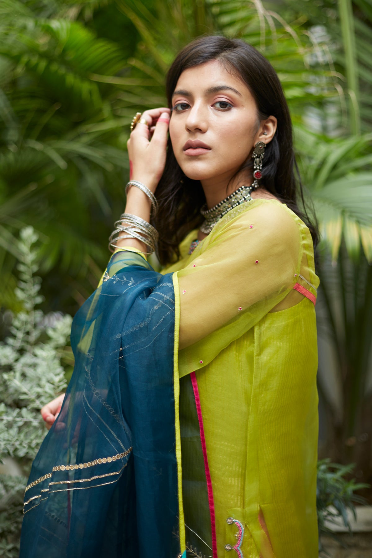 Firdaus Greenscallop Kurta Set