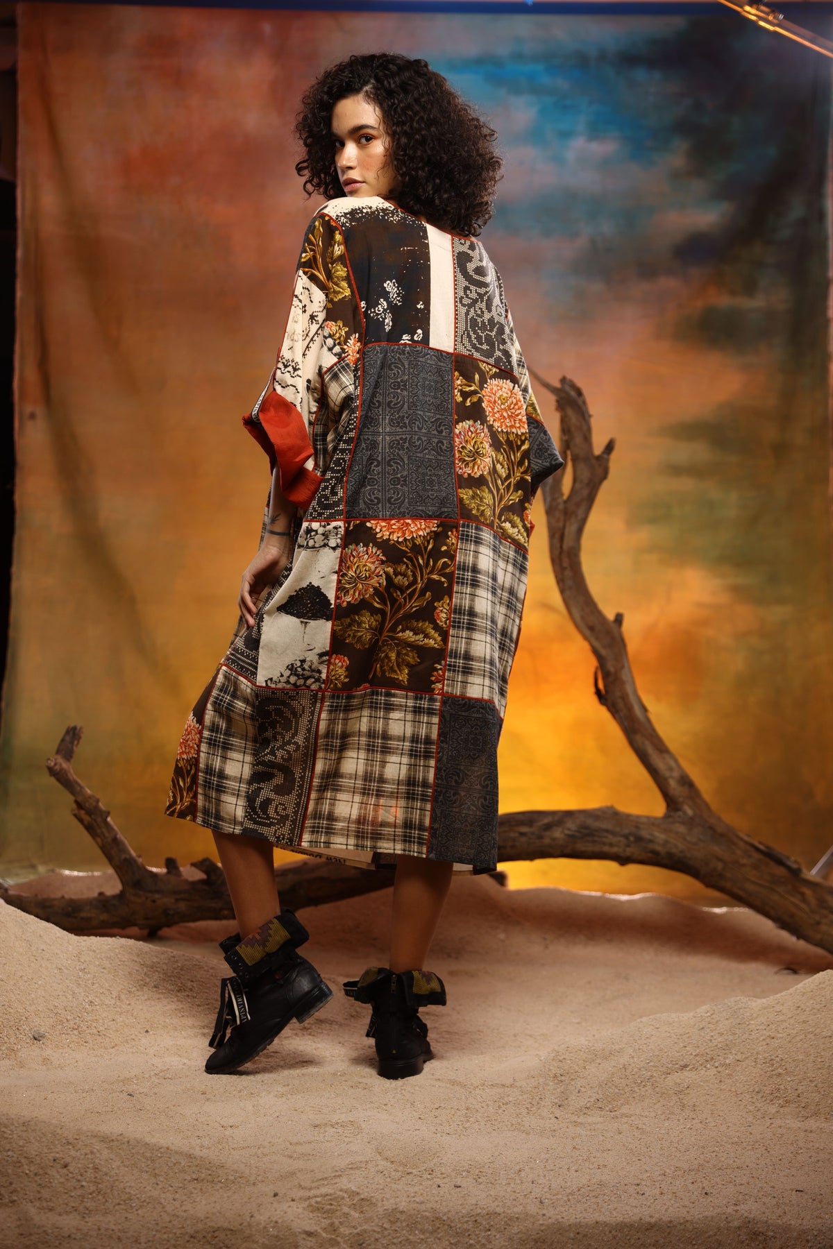 Chestnut Round Neck Boho Dress