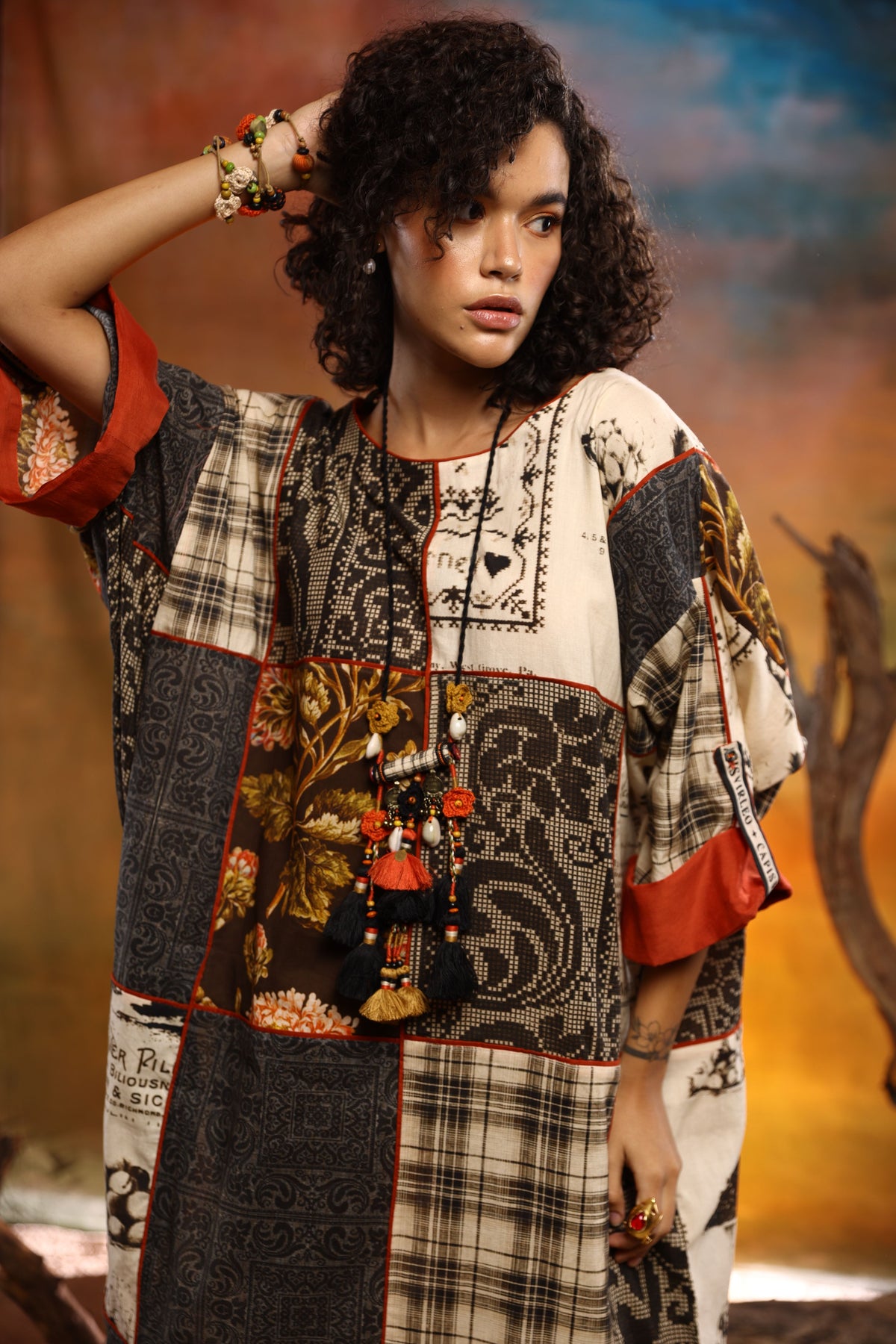 Chestnut Round Neck Boho Dress