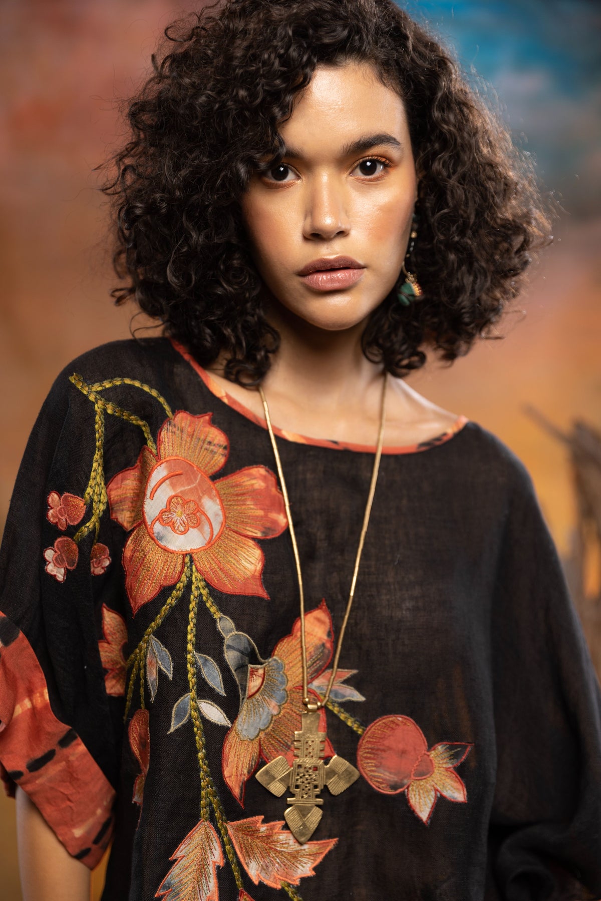Liaden Linen Round Neck Boho Top