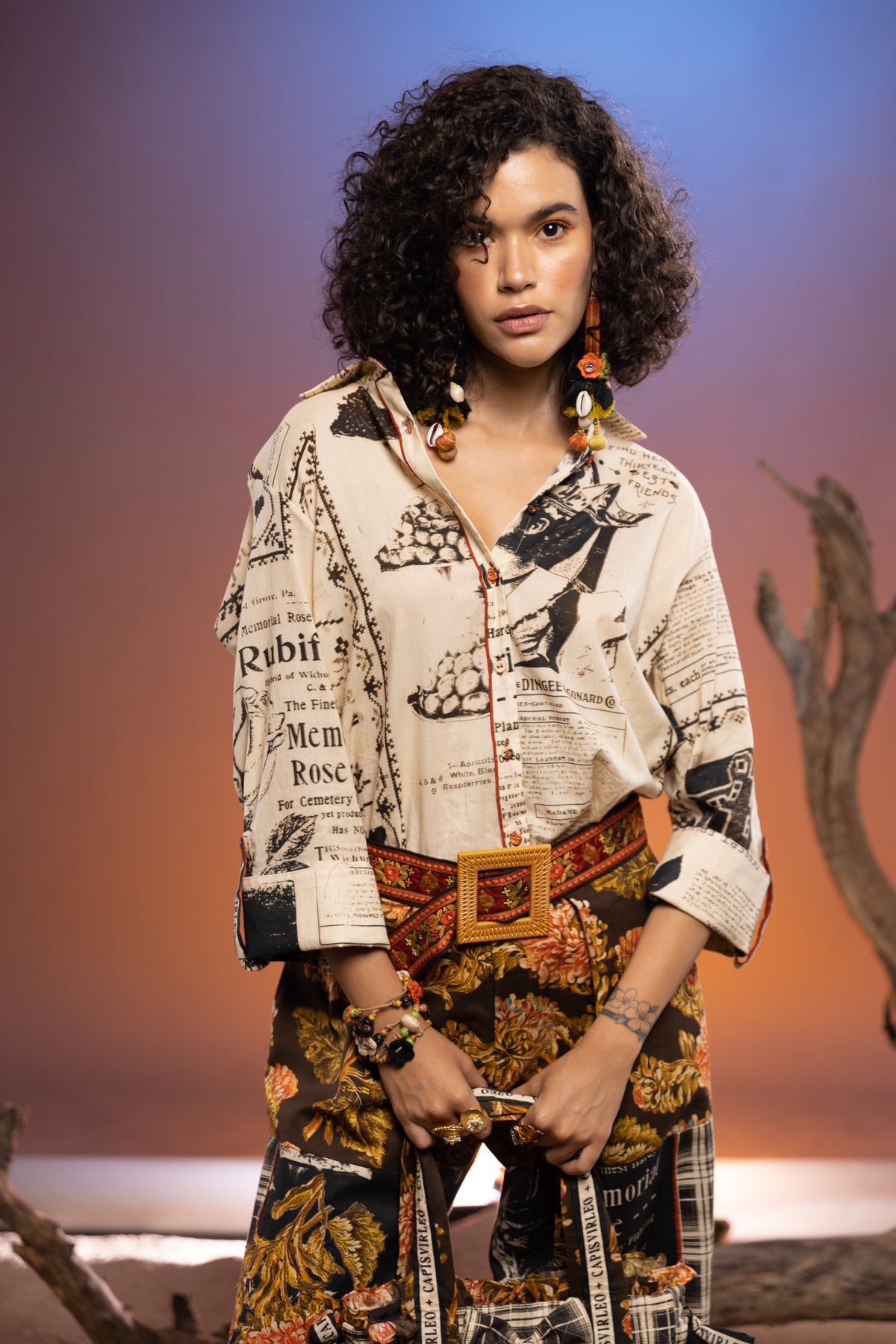 Cypress Front Open Paper Print Unisex Shirt