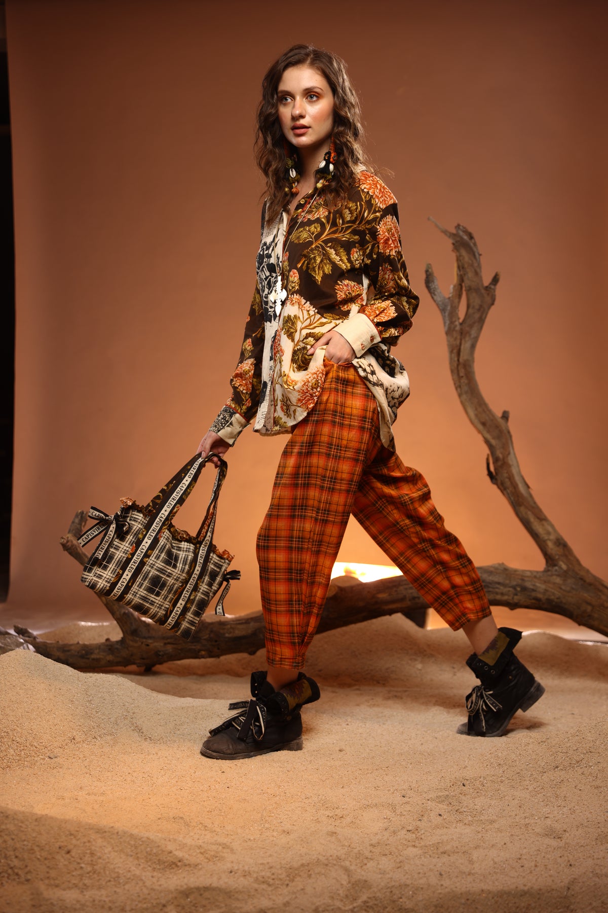 Pine Cotton Check Pants