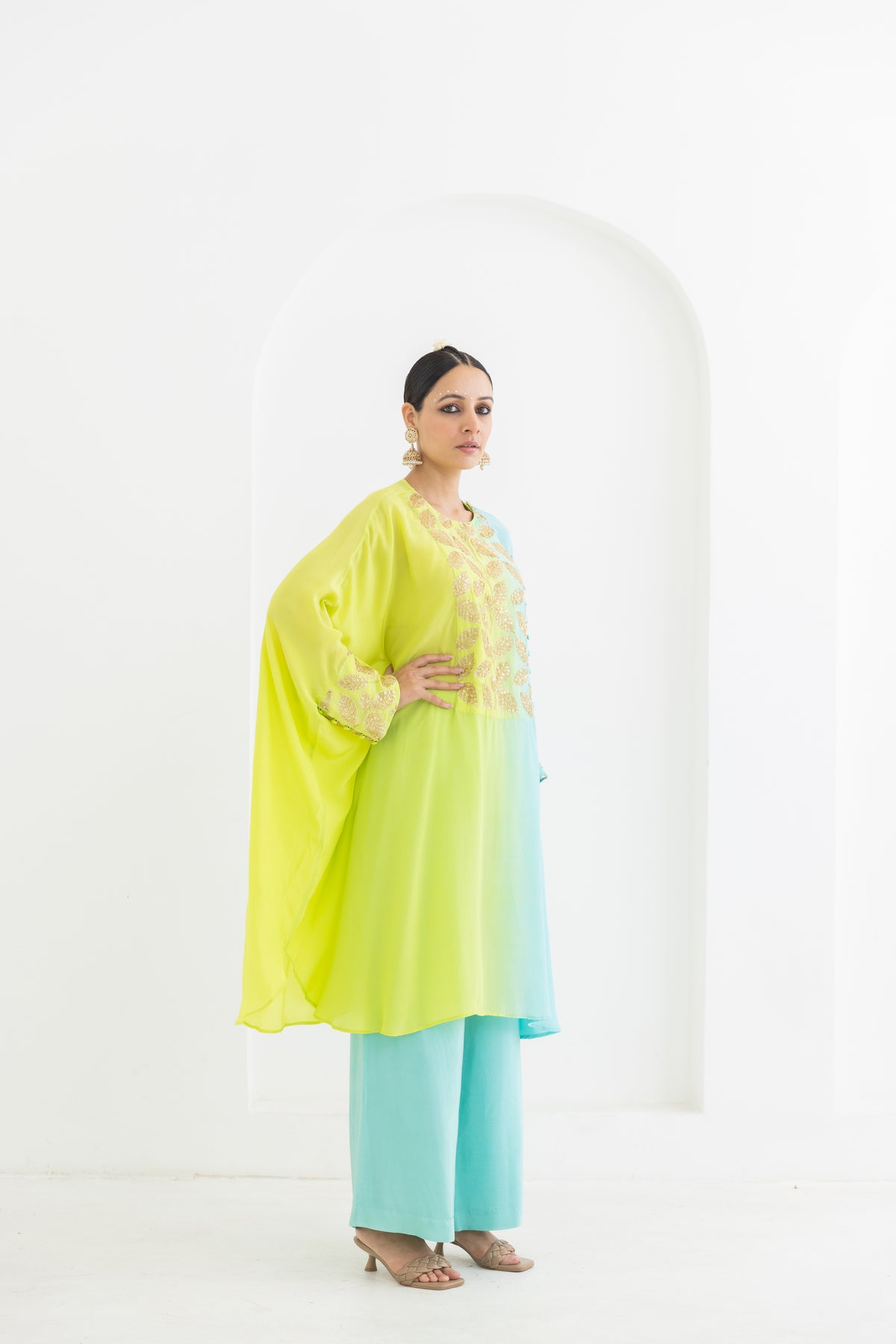 Mogra Cuffed Kaftan