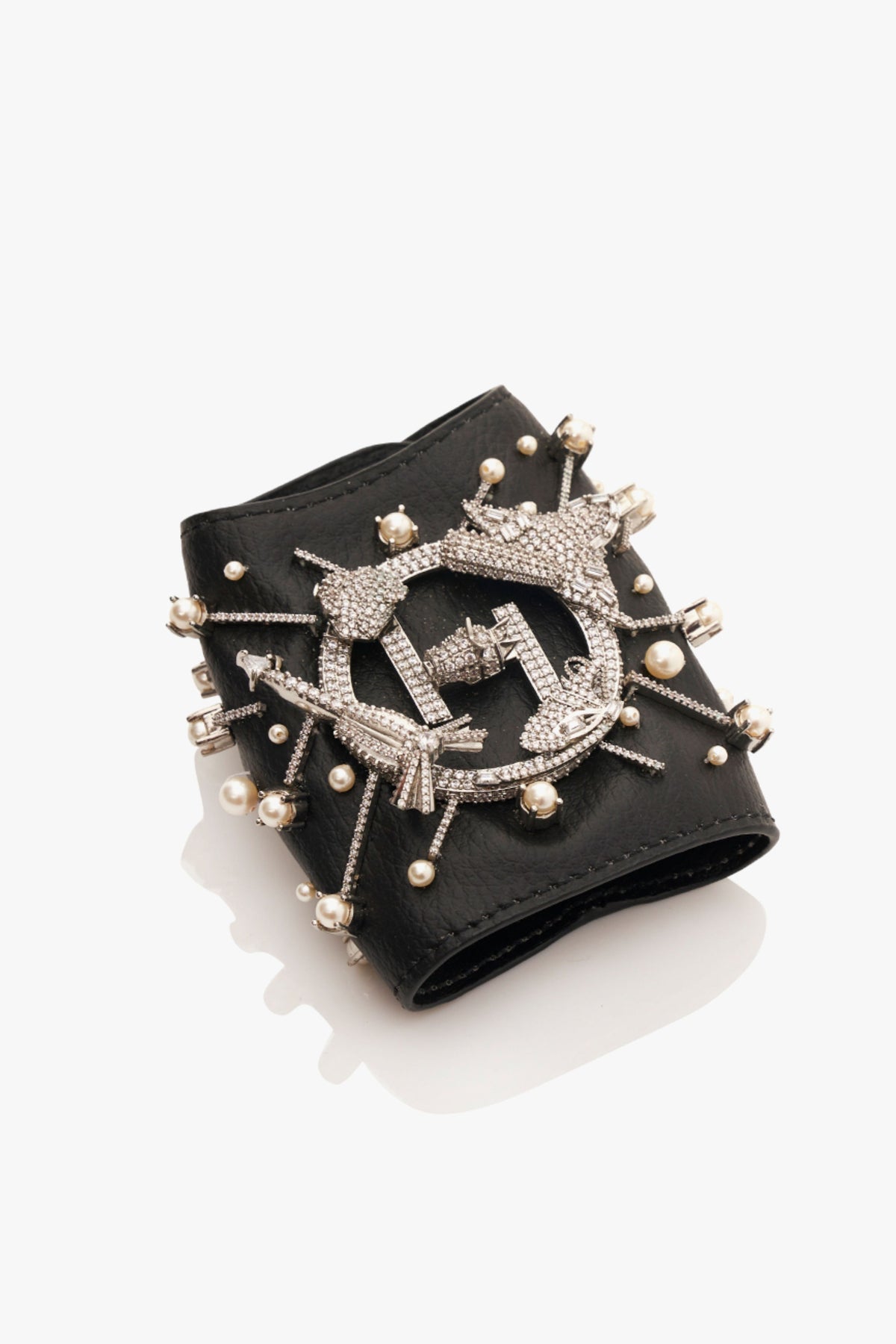 OH V Jewelled Glovelettes in Black