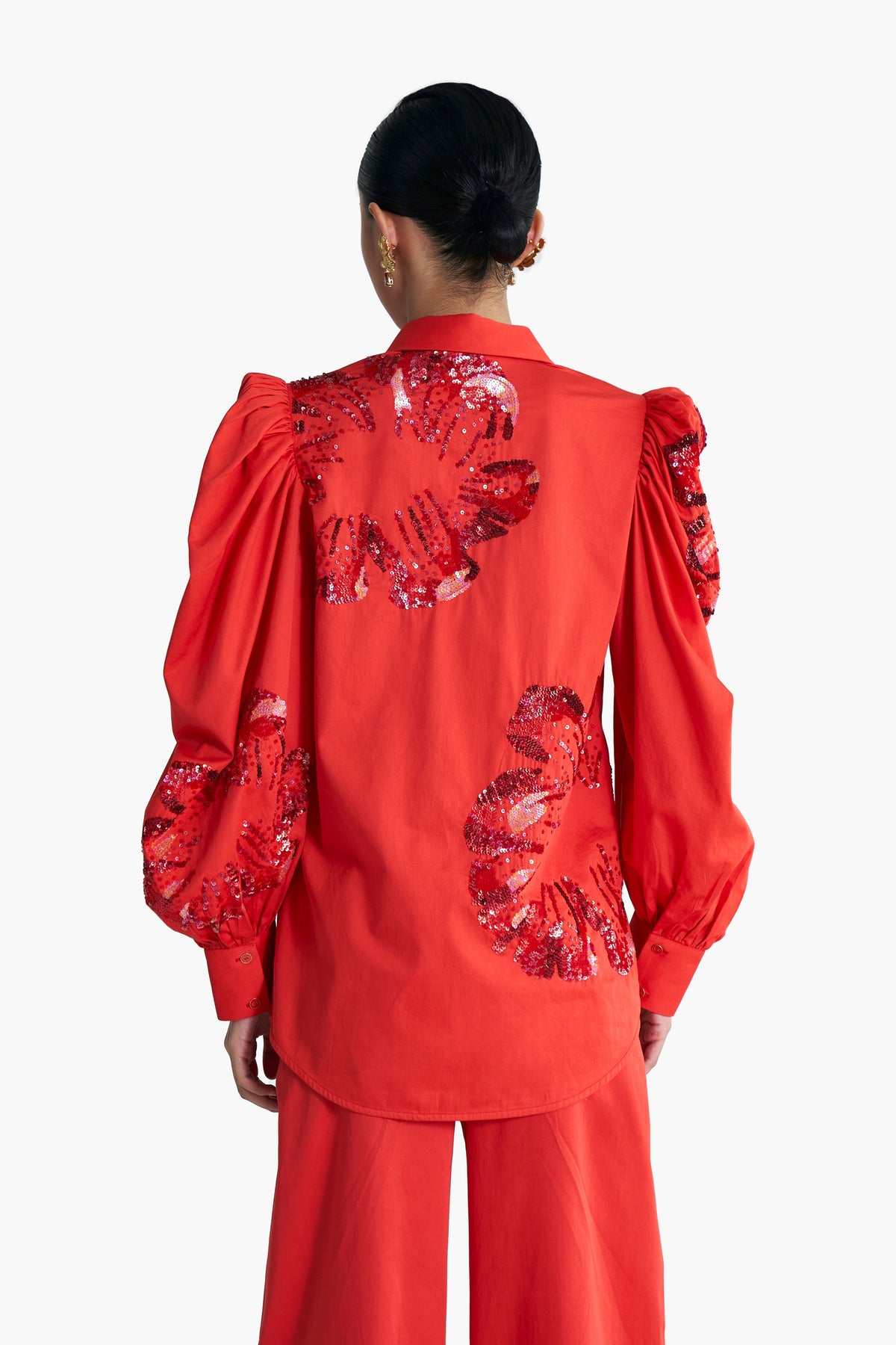 Poppy Red Puffed Sleeve Shirt