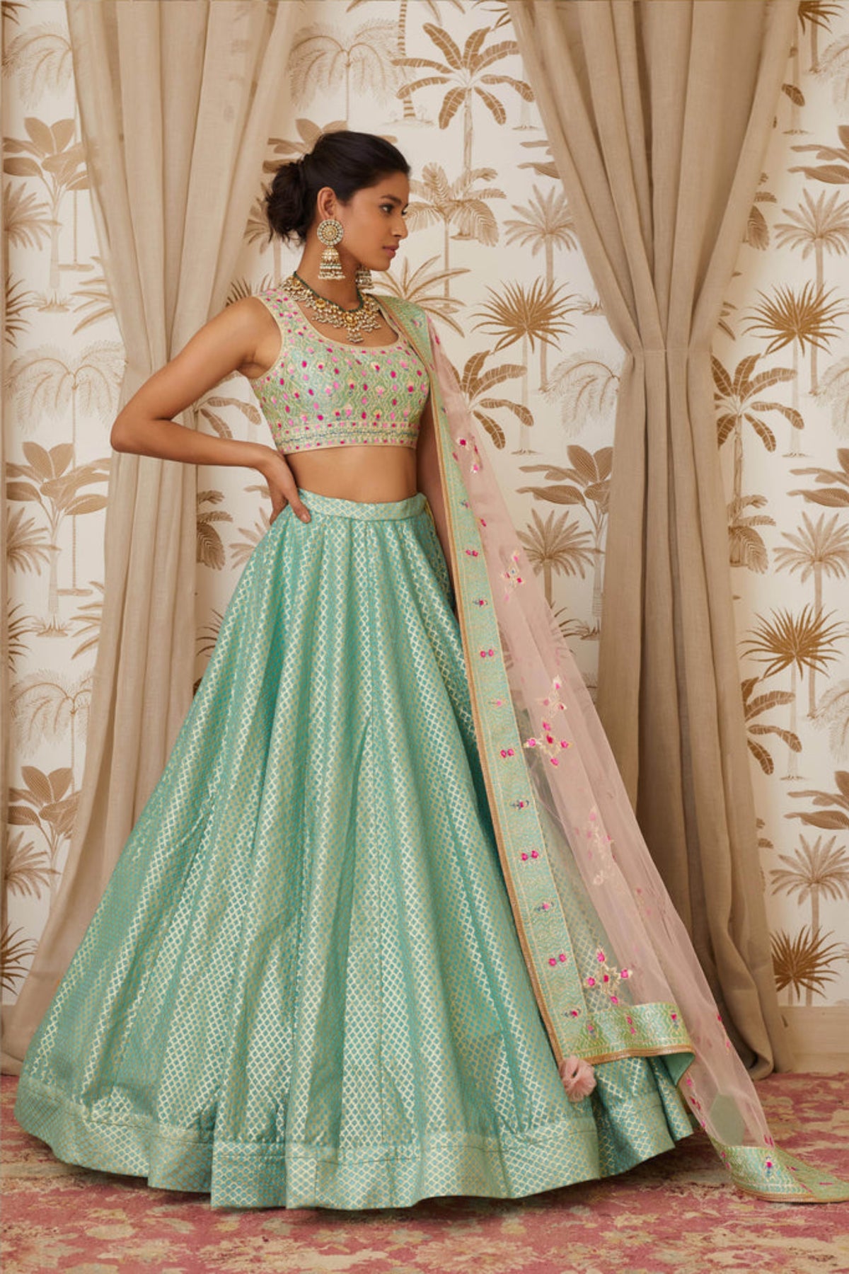 Sea blue lehenga set