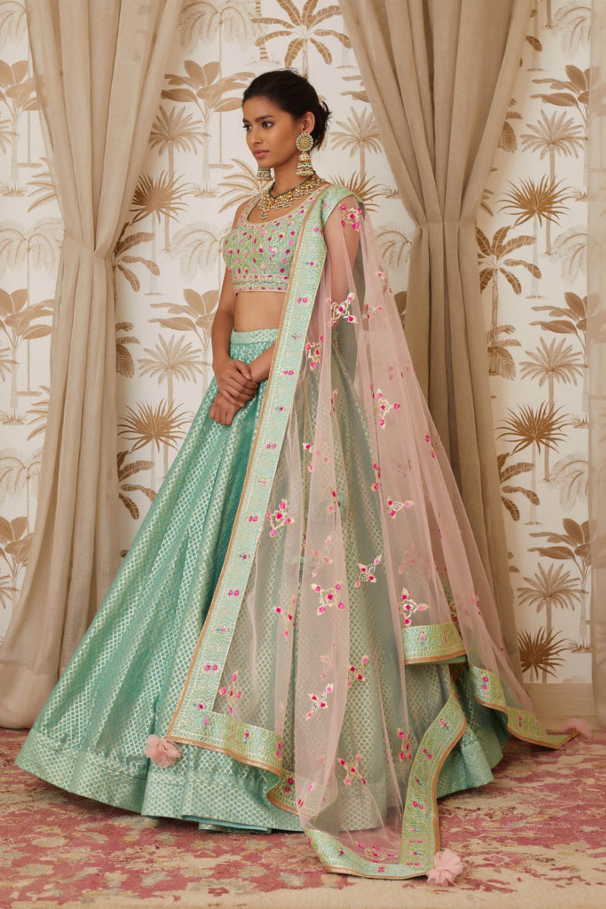 Sea blue lehenga set