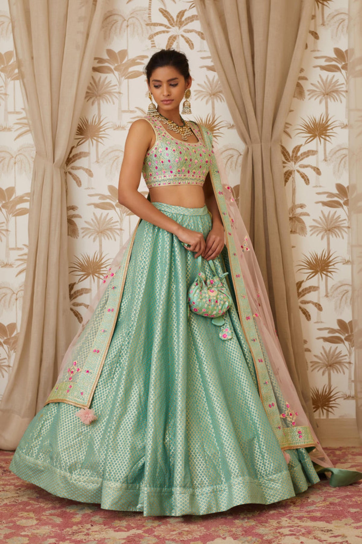 Sea blue lehenga set