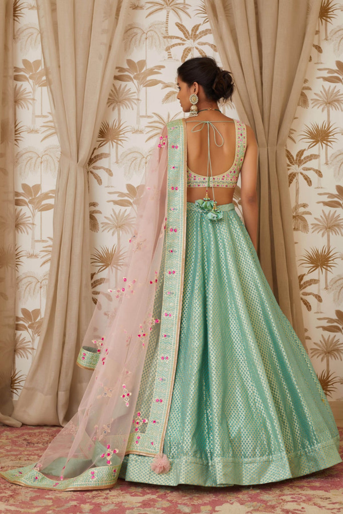 Sea blue lehenga set