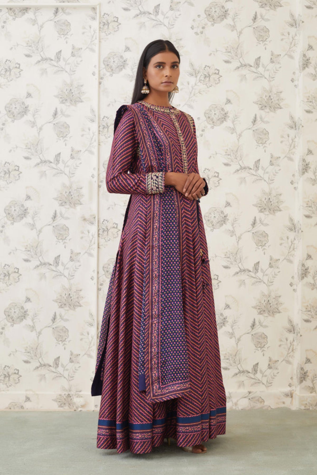 Zardozi embroidered anarkali set