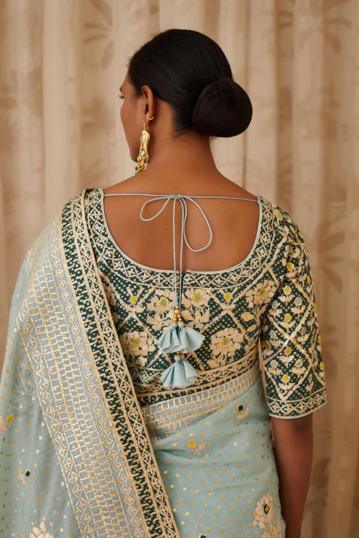 Blush blue saree set