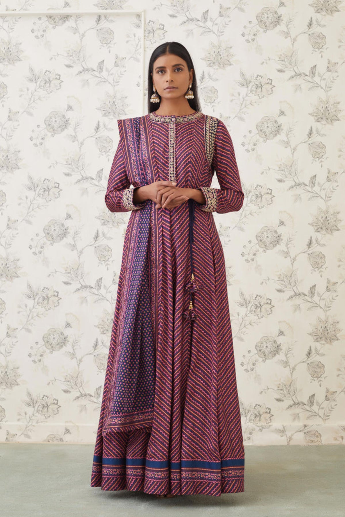 Zardozi embroidered anarkali set