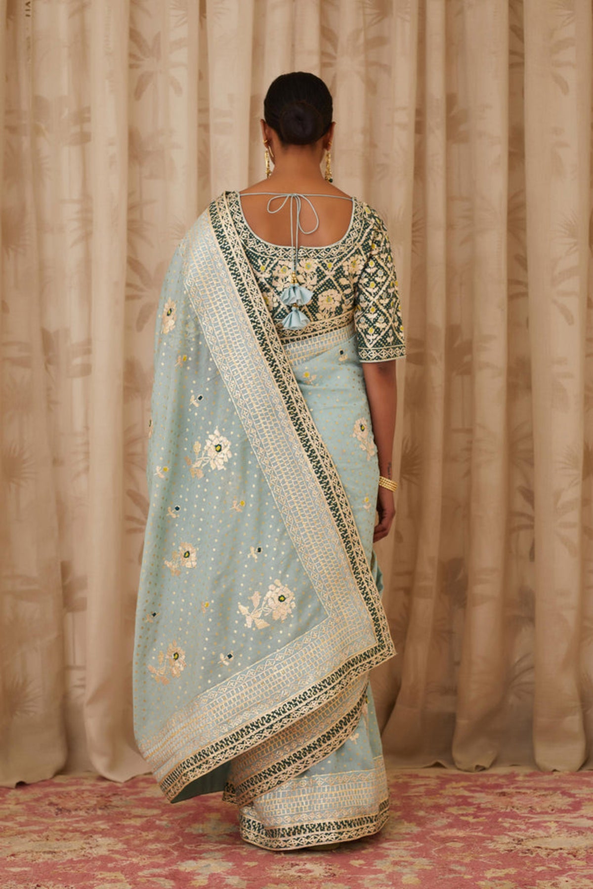 Blush blue saree set