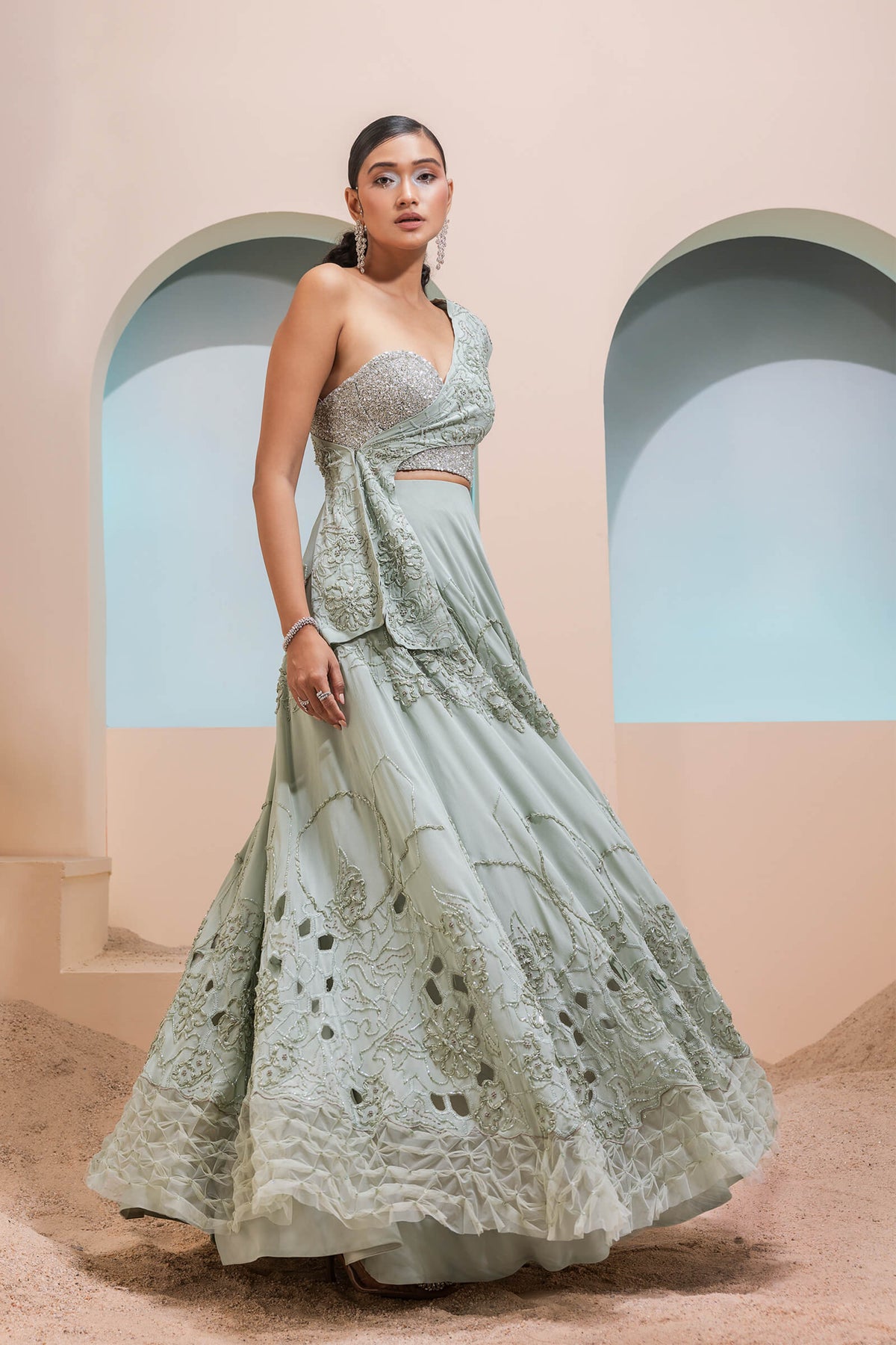 Mint Lehenga Jacket Set