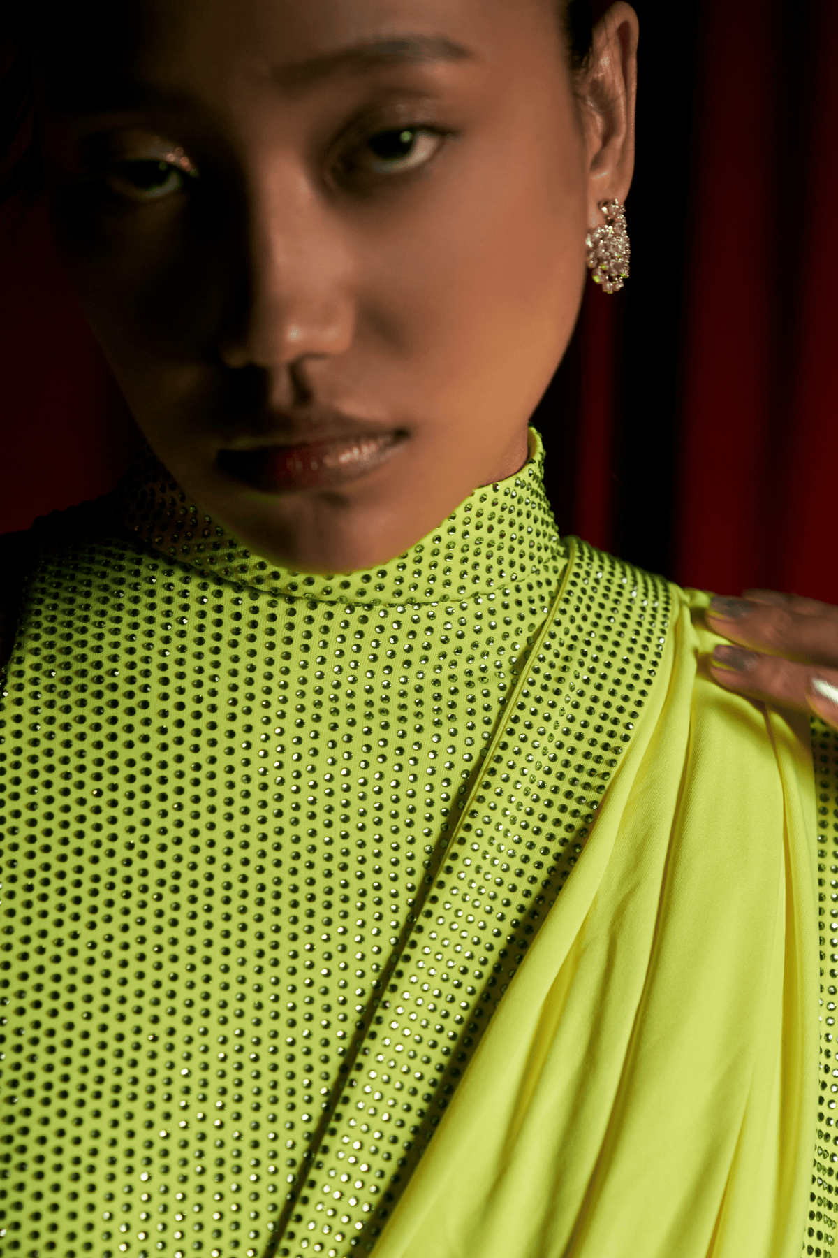 Neon Prism Dazzle Saree Set