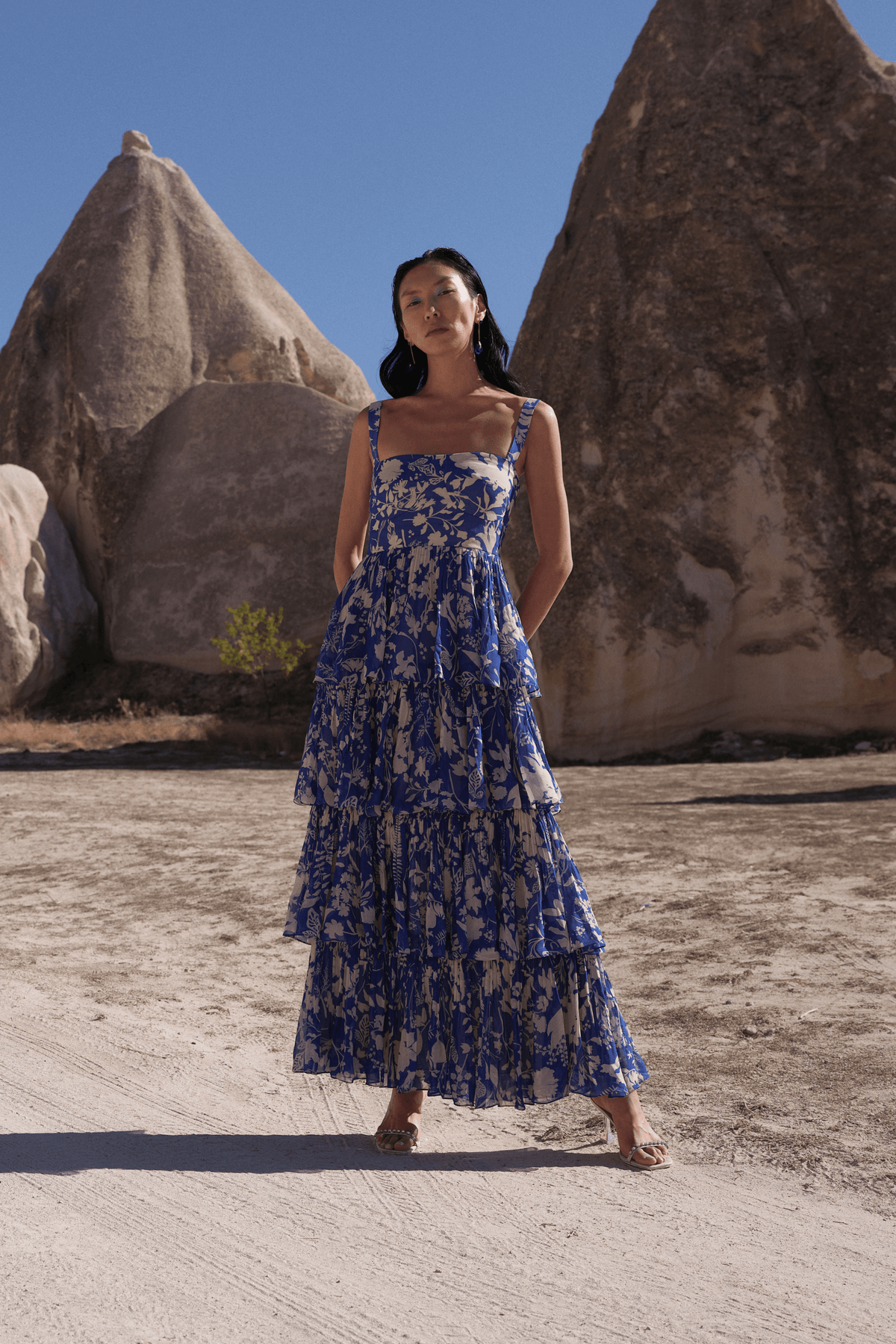 4-tiered Printed Maxi Dress