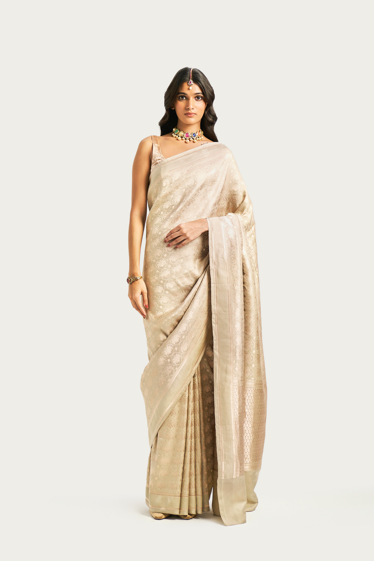 Malabar shadow grey saree