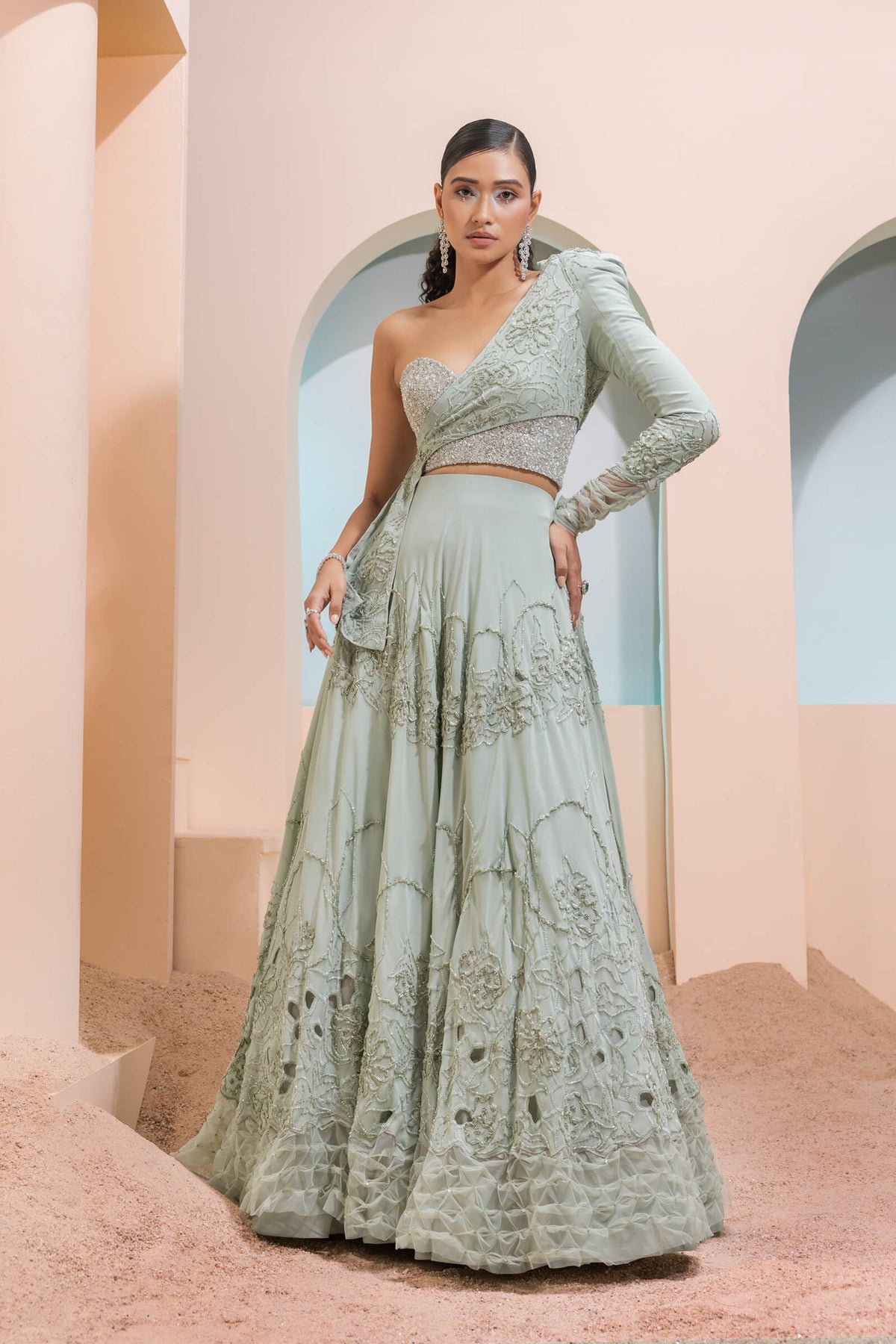 Mint Lehenga Jacket Set