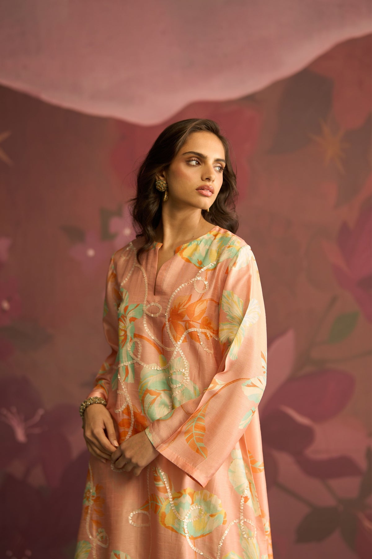 Peach Lilt Bloom Kurta Set