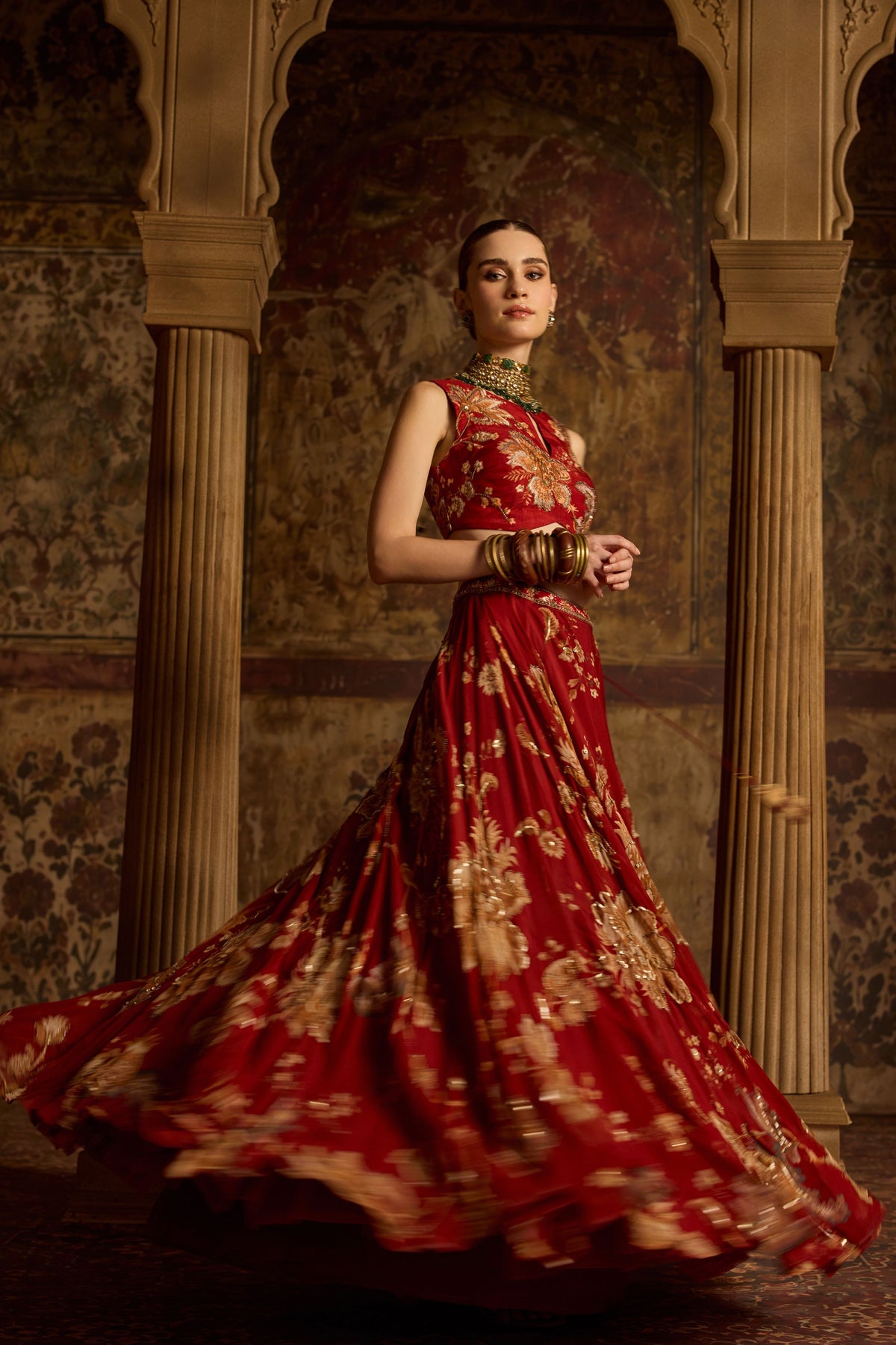 Adwika Ruby Red Lehenga Set