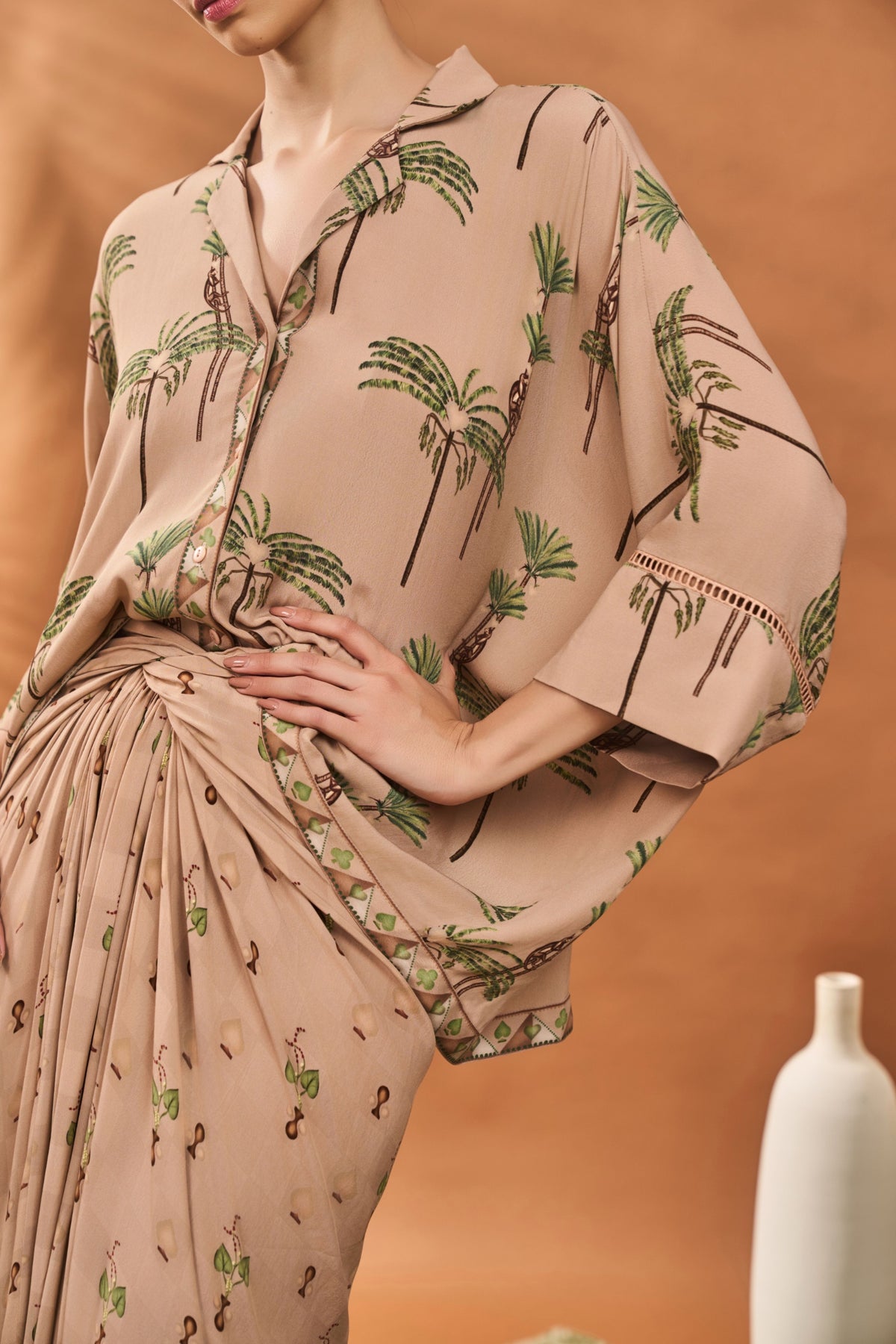 Beige Blooming Board Co-ord Set