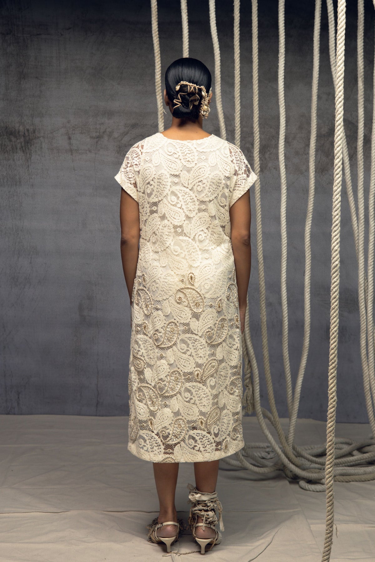 Ivory Paisley Lace Midi
