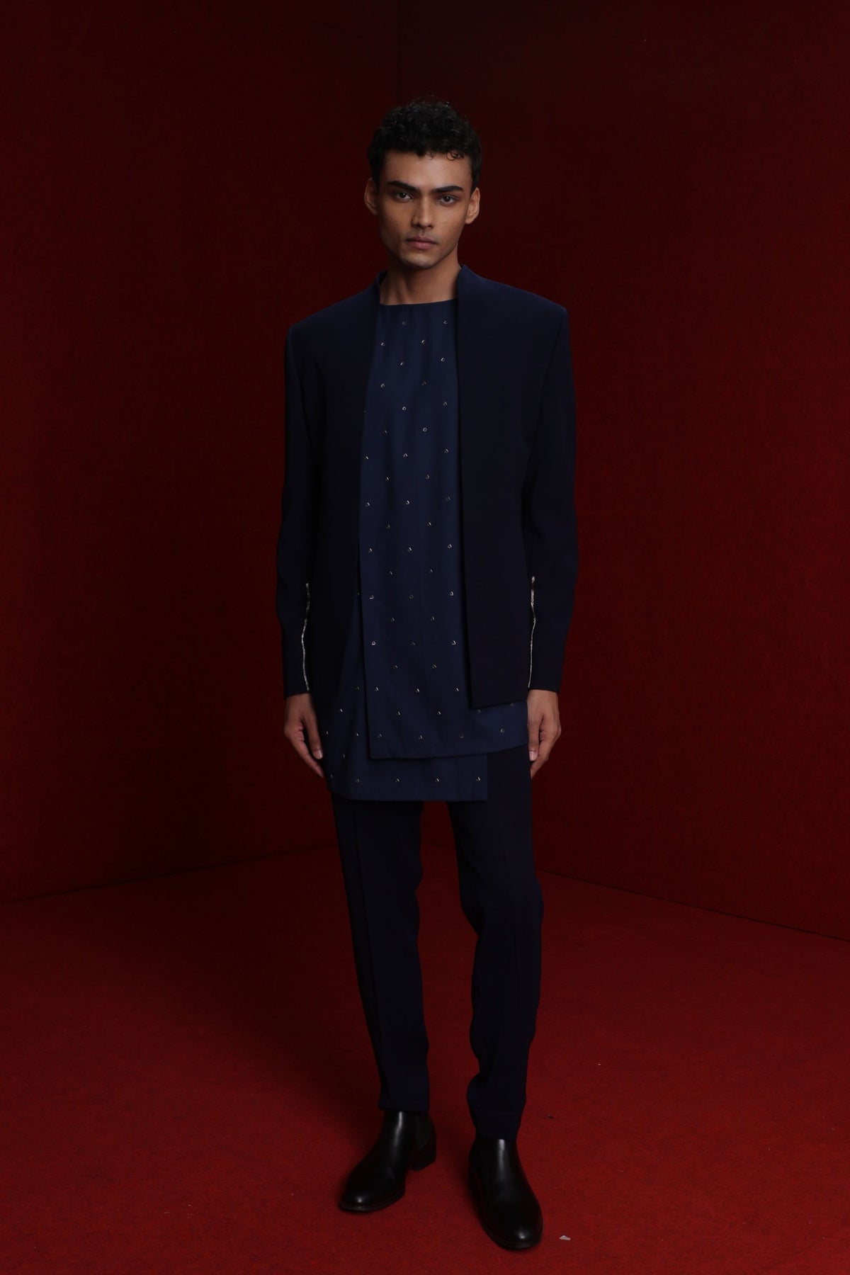 Indowestern Set In Navy Blue