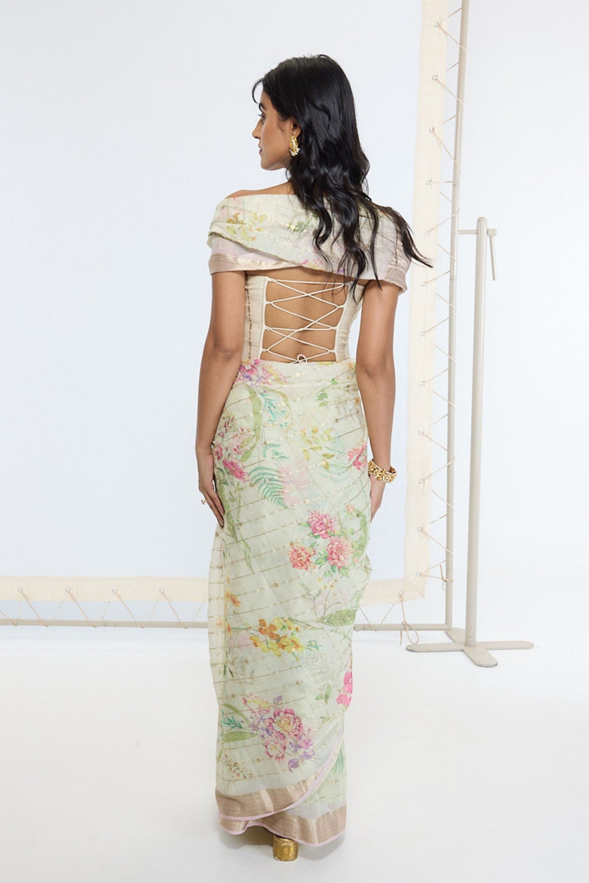 Handwoven Pistachio Green Printed Saree