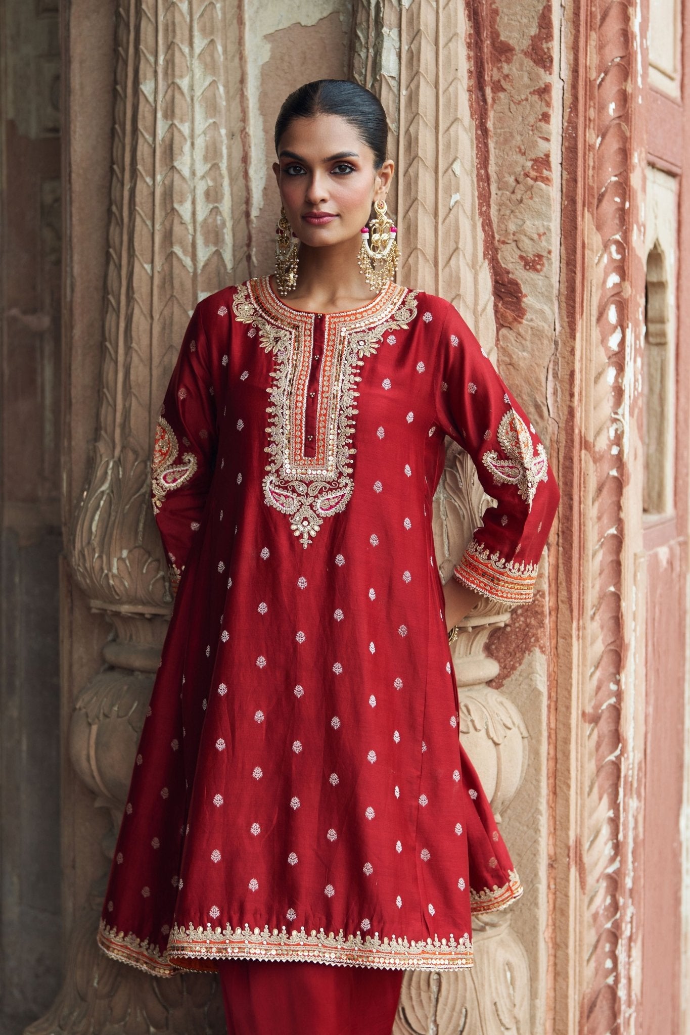 Inaayat Red Chauga With Salwar - Sheetal Batra - Elahe