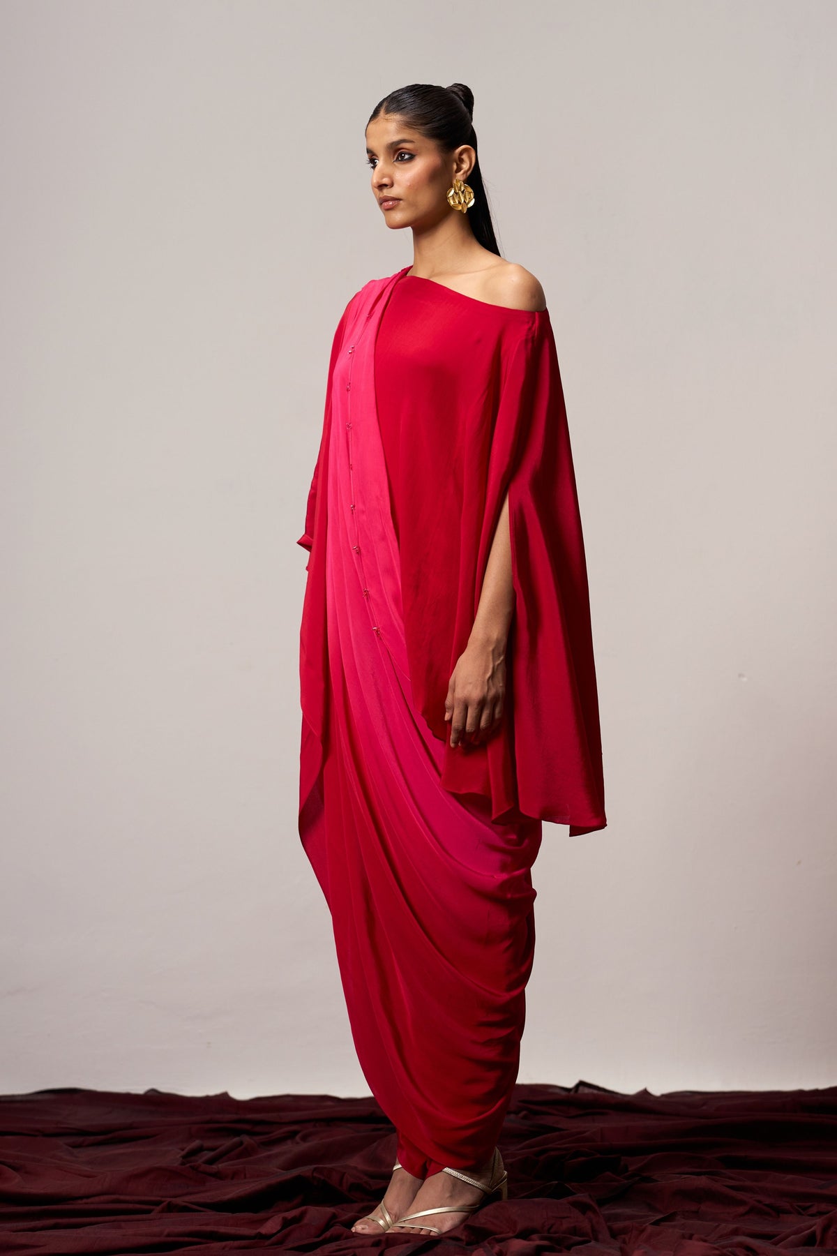 Rose Quartz Draped Pallu Set
