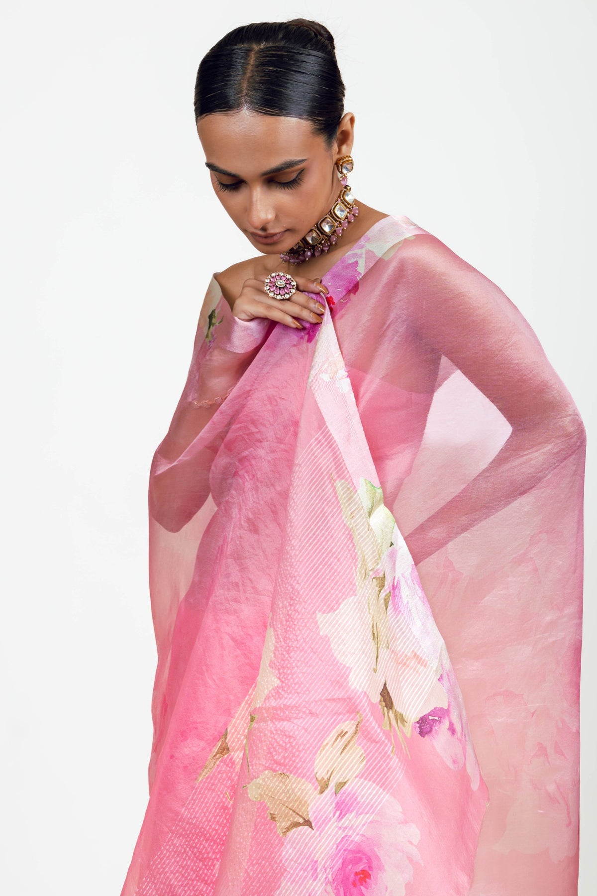 Alea Pink Organza Saree